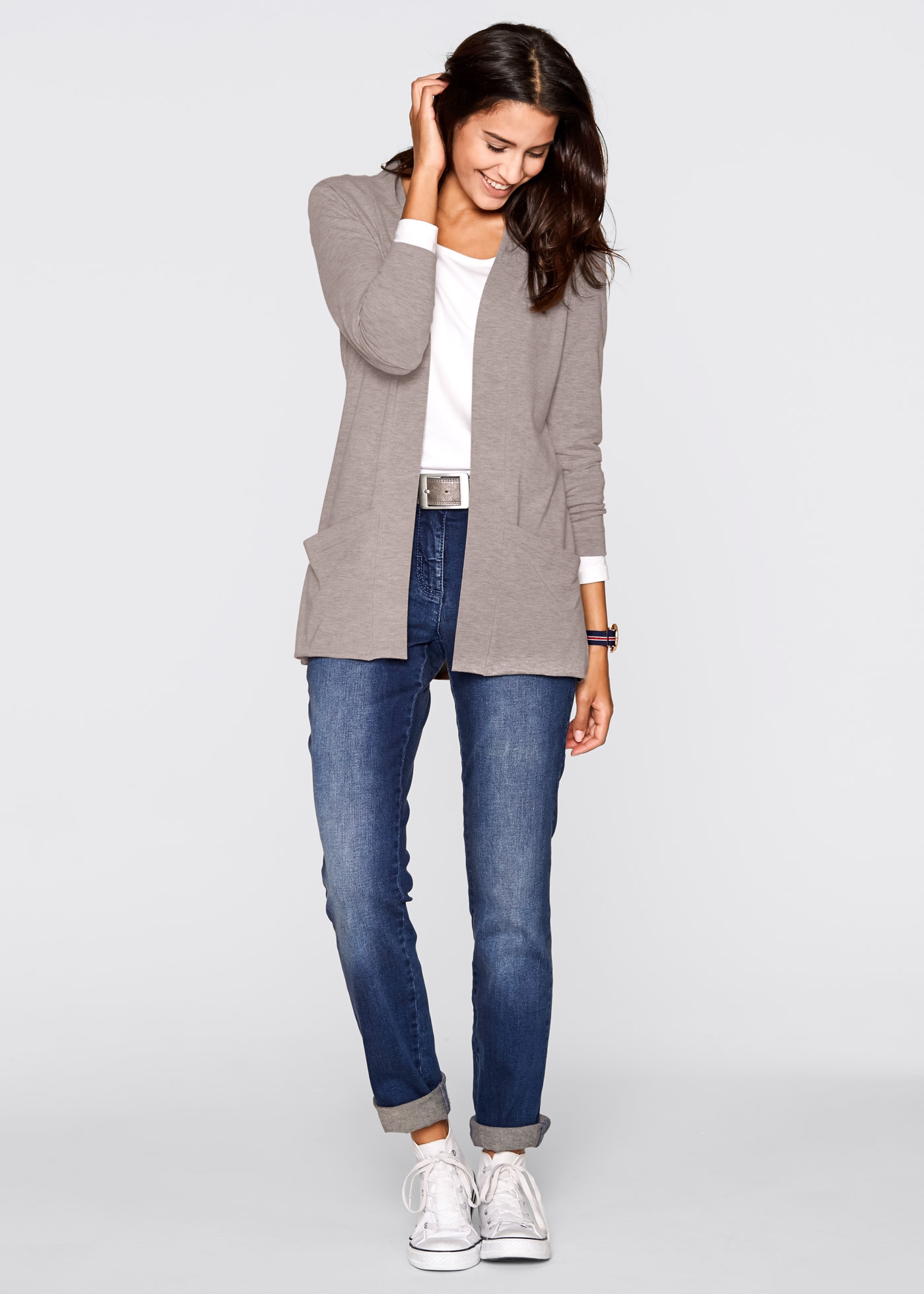 bonprix Shirtjacke figurumspielende Passform, Viskosemischung, ohne Verschluss