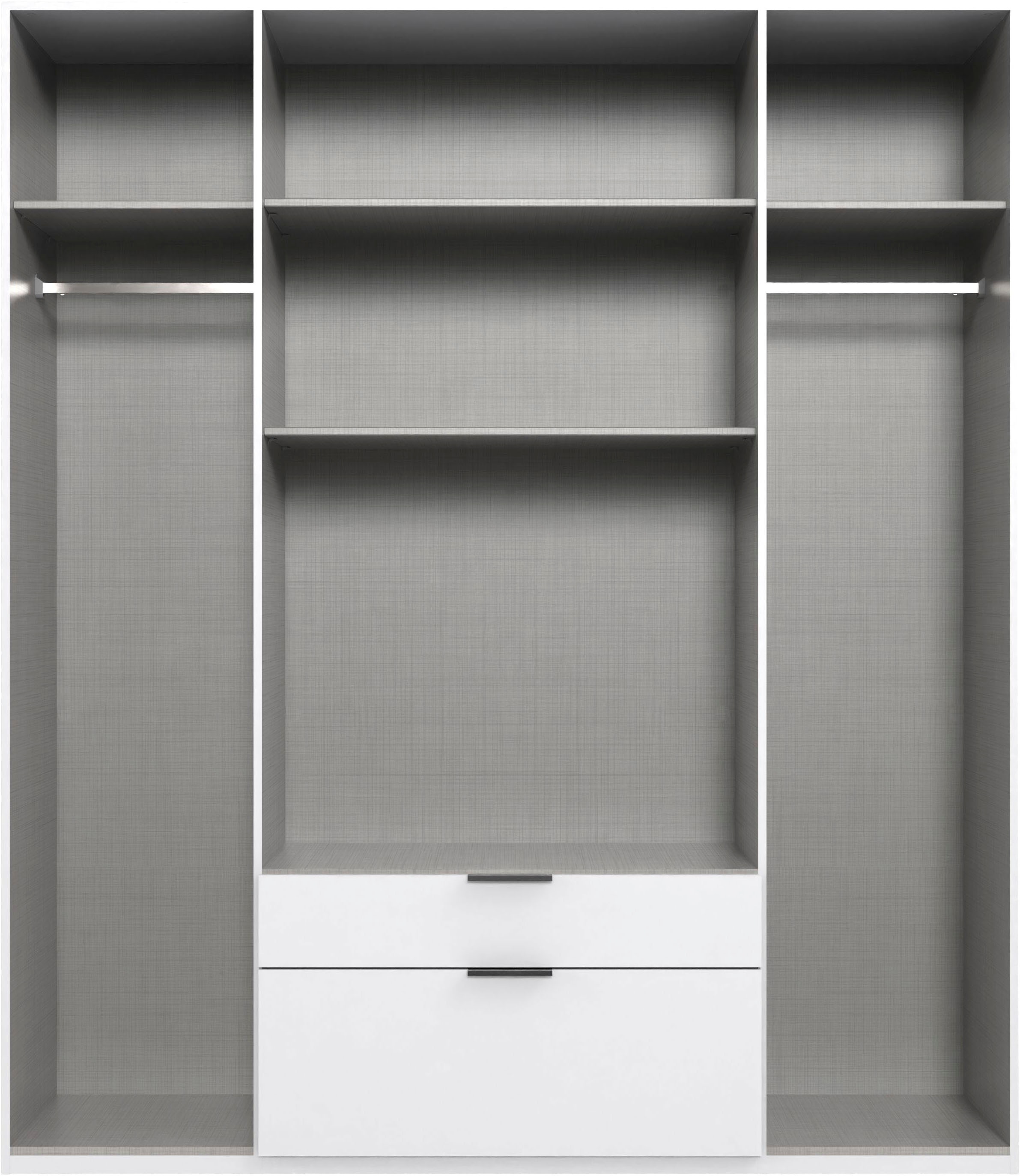 Wimex Drehtürenschrank »Mugano, 135 oder 180cm breit, 208 oder 236cm hoch, Made in Germany«, (mit langen Griffstangen aus Metall), wahlweise mit oder ohne Spiegel, mit Schubladen