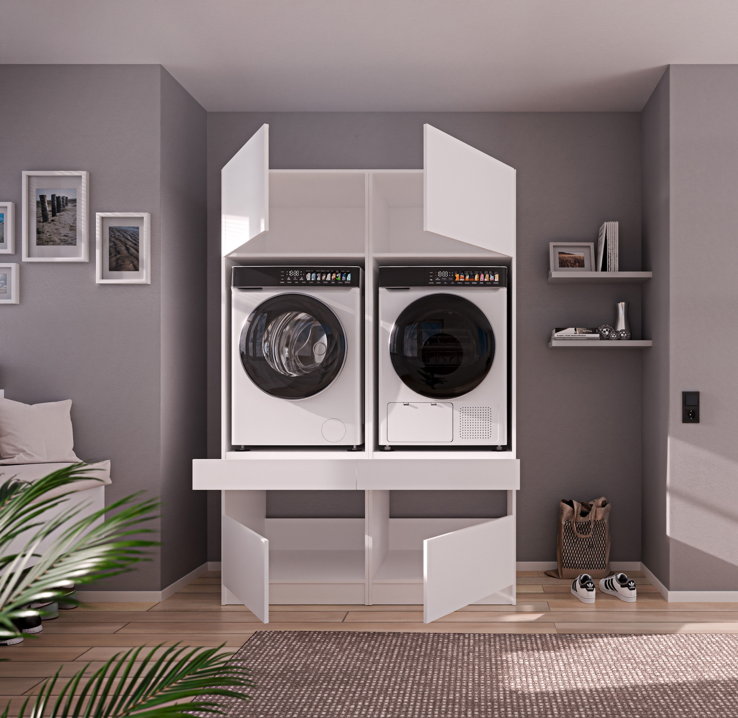 BASIC by Balculina Mehrzweckschrank-Set »Washhome B/T/H 135x68x200 cm« 2 Stk. tlg.