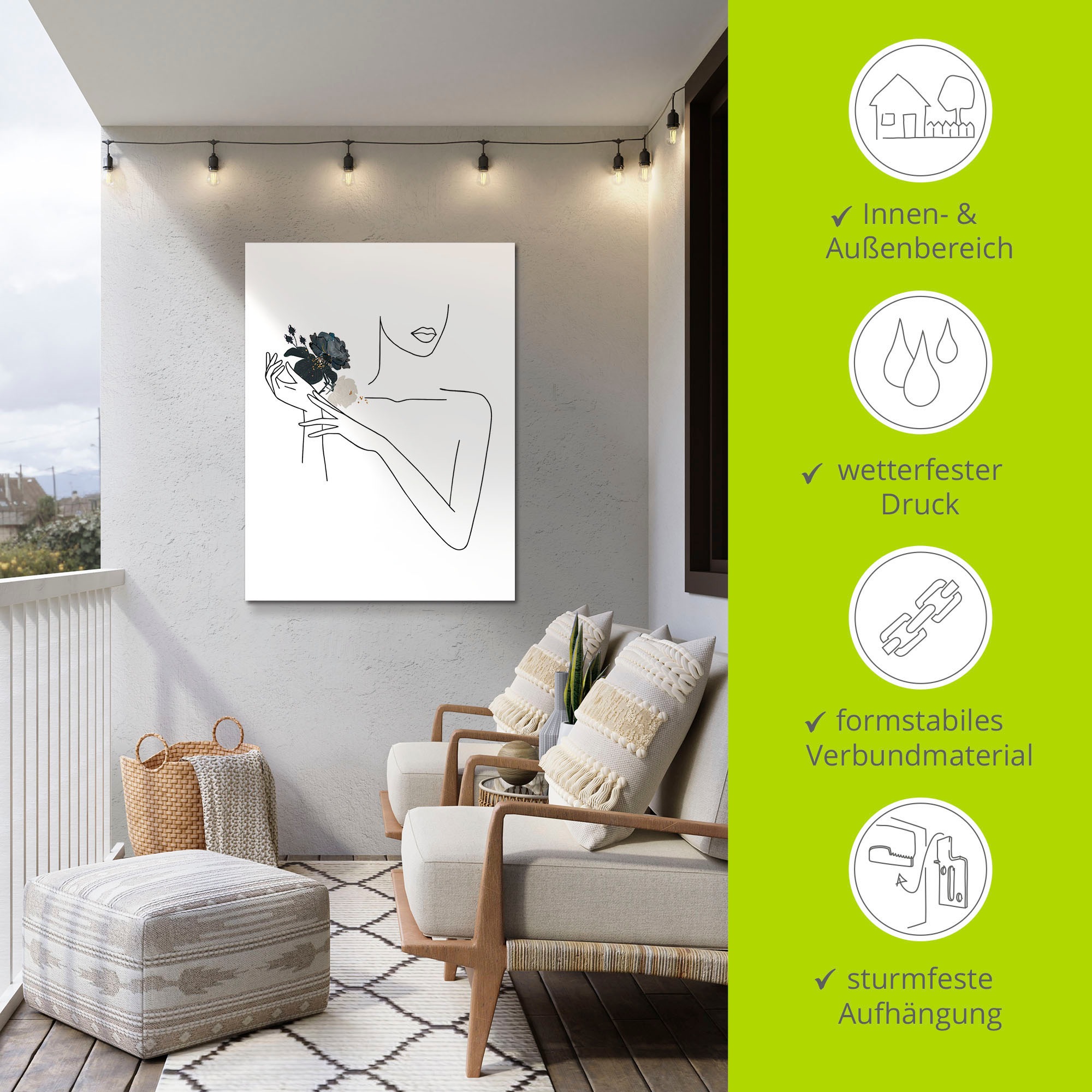 Artland Wandbild »Moderne LineArt Mädchen II«, Modebilder, (1 St.), als Alubild, Outdoorbild, Leinwandbild, Poster, Wandaufkleber