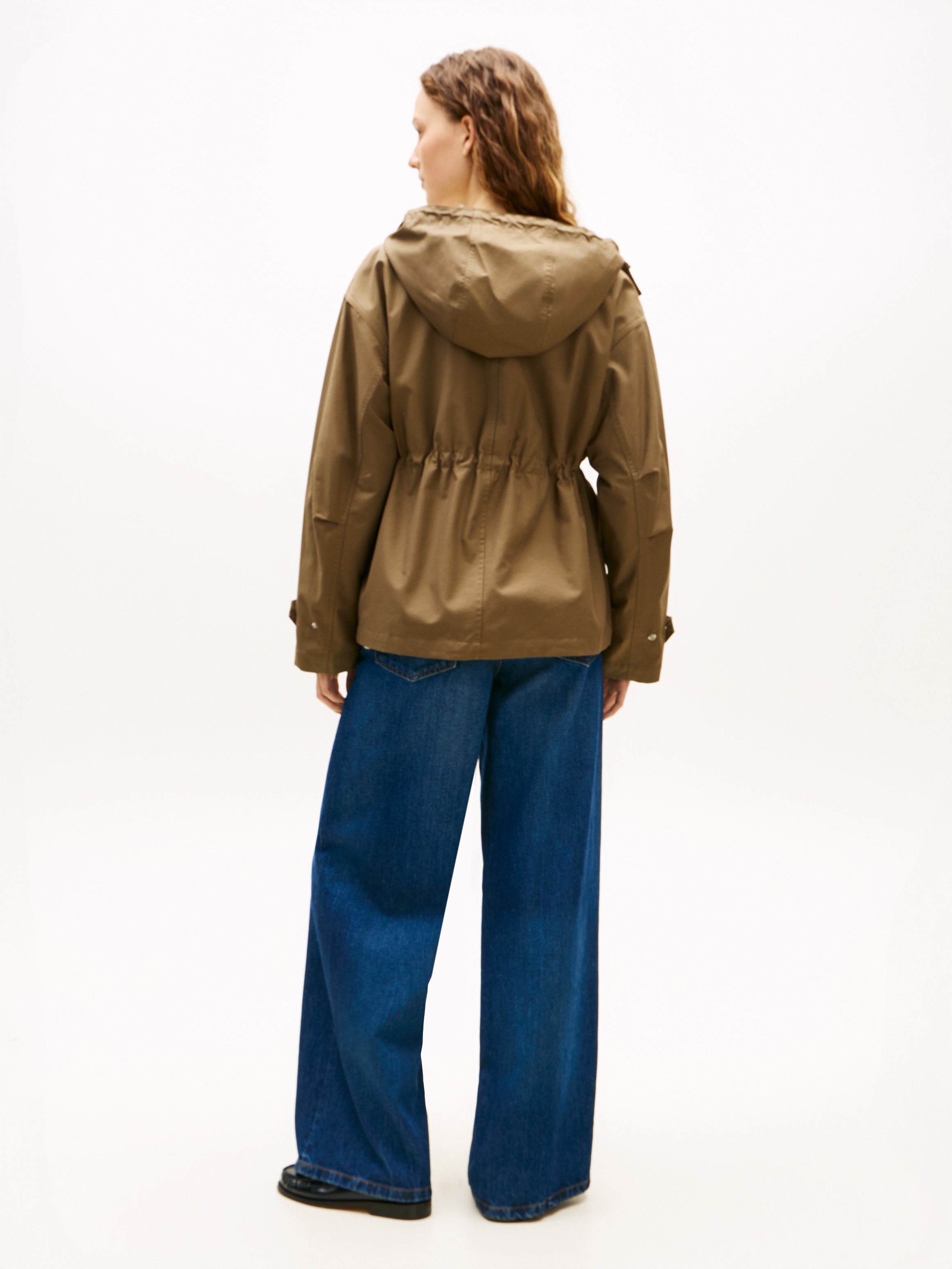 Tommy Hilfiger Outdoorjacke »COTTON NYLON UTILITY SHORT PARKA« mit Kapuze mit verdecktem Reißverschluss