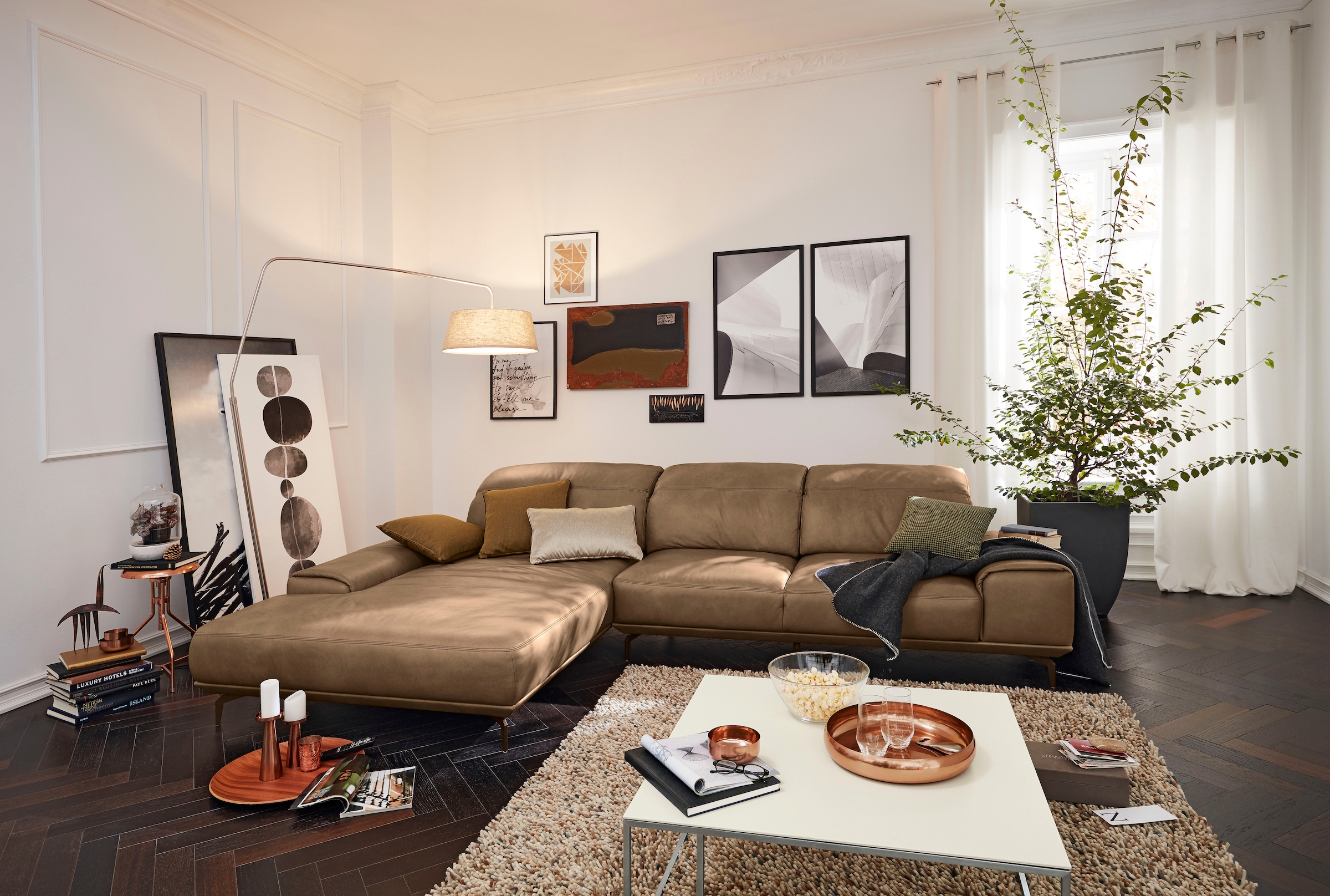 Musterring Wohnlandschaft »MR 2490«, Bronze-Fuß Sitzhöhe 46cm, wahlweise mit Funktionen, Maße 342 x 207 cm
