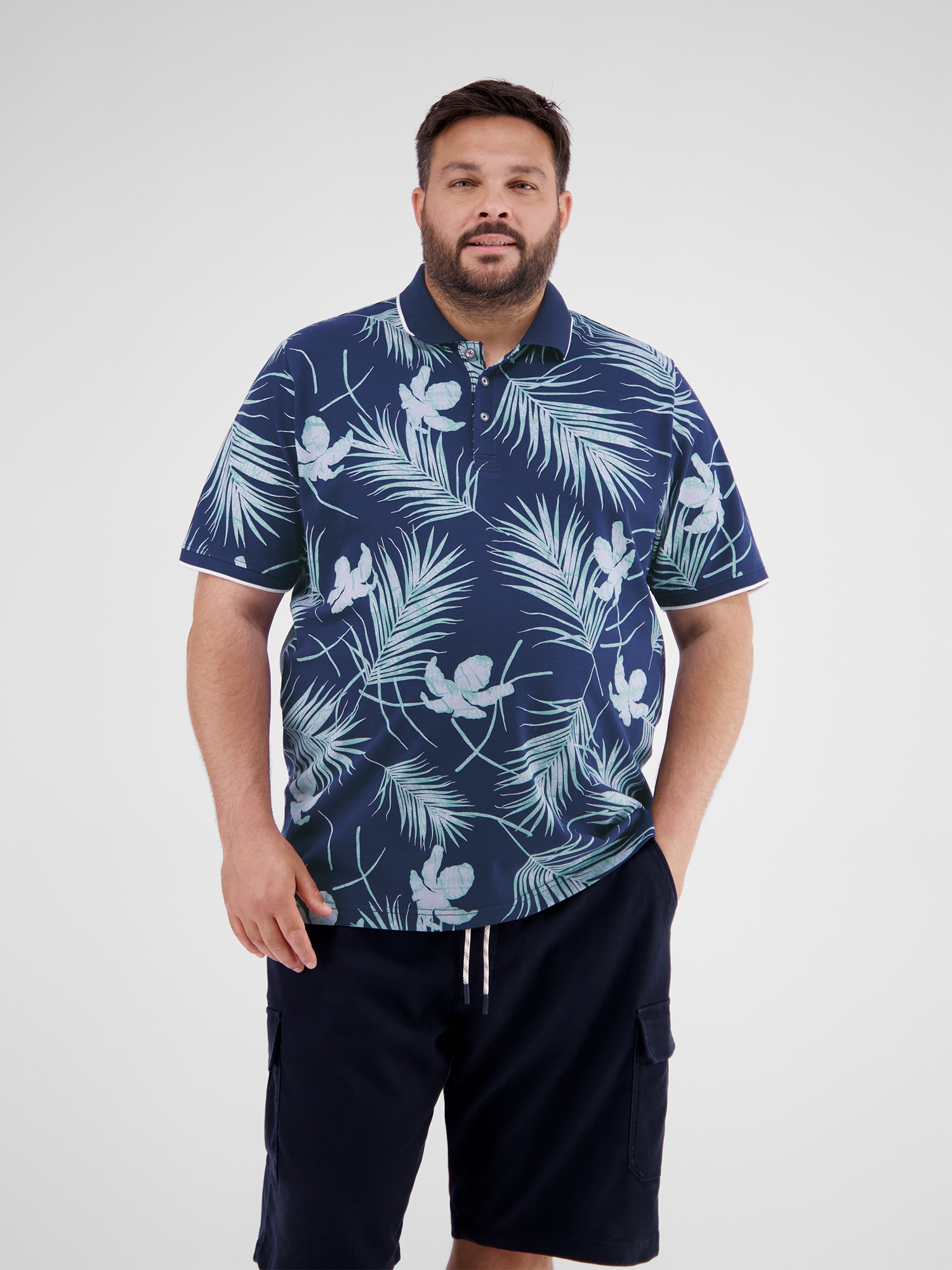 LERROS Poloshirt »LERROS Herren-Poloshirt, floral gemustert in Großen Größen«