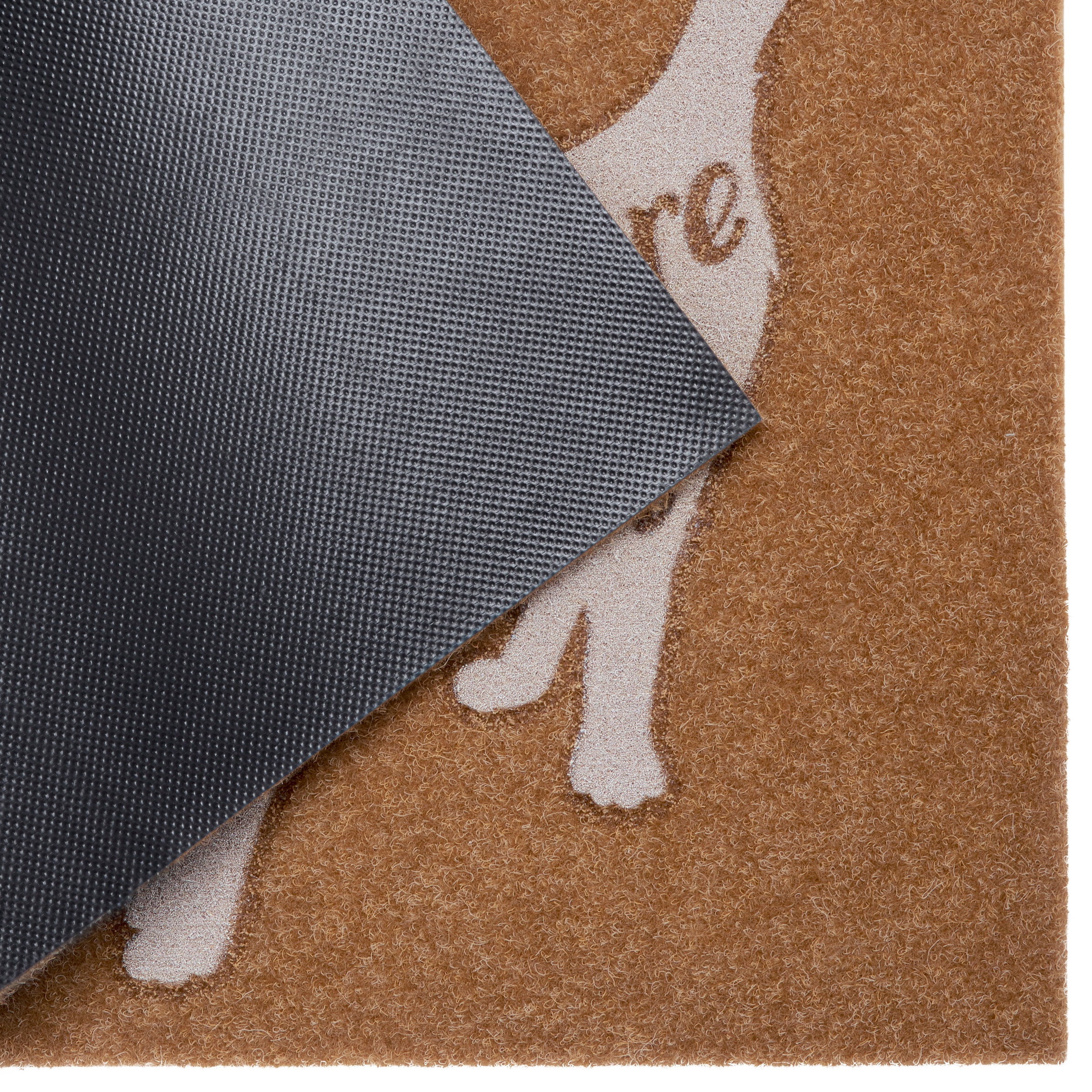 my home Fußmatte »Katze mit Herz, Türmatte«, rechteckig, 10 mm Höhe, mit Spruch, Tiermotiv, Kokos-Look, Robust, Pflegeleicht, Rutschfest