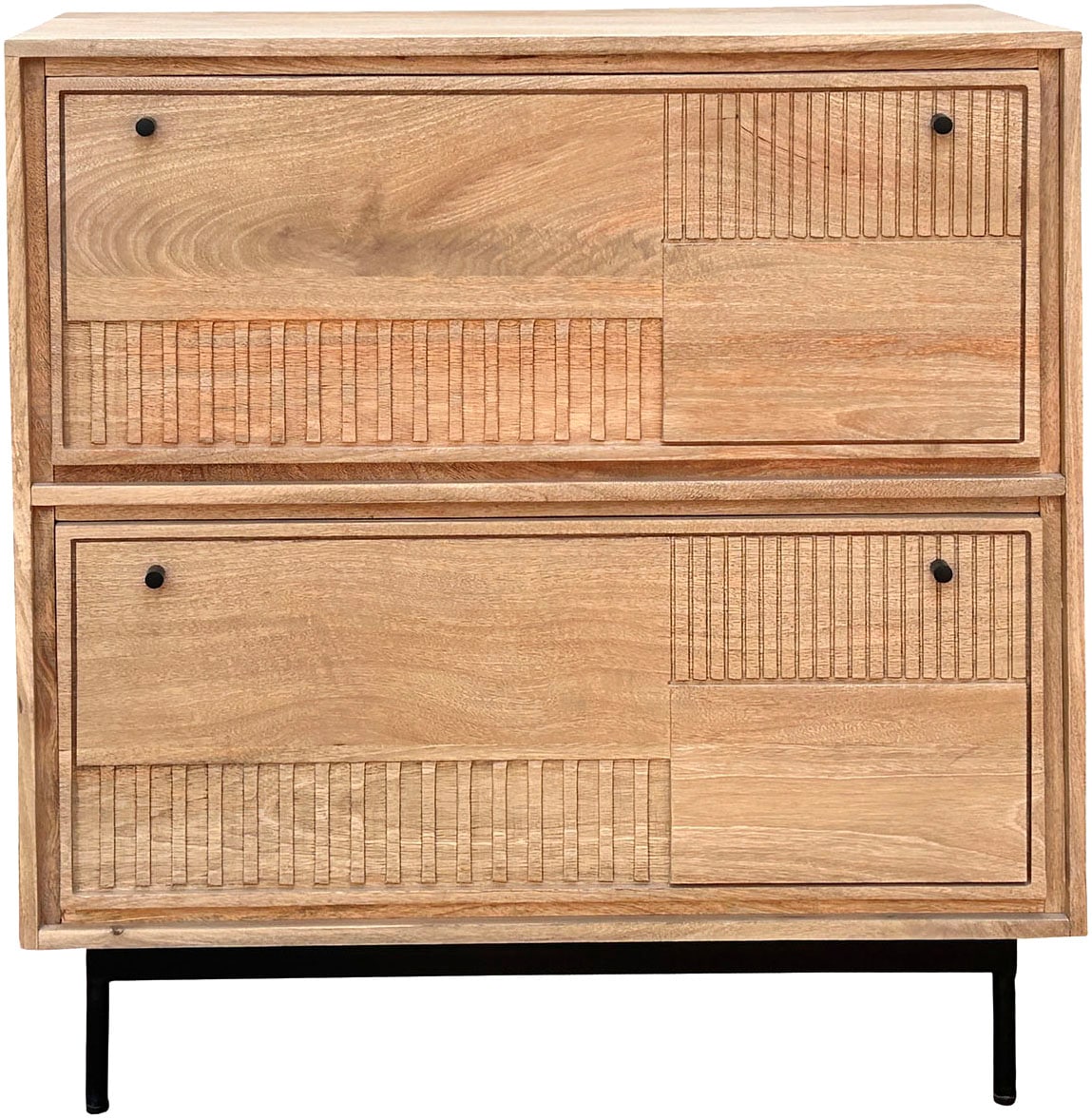 SIT Schuhschrank 1 Stk. tlg. Massiver Schuhschrank mit Lamellen‑Front & kunstvollen Schnitzereien