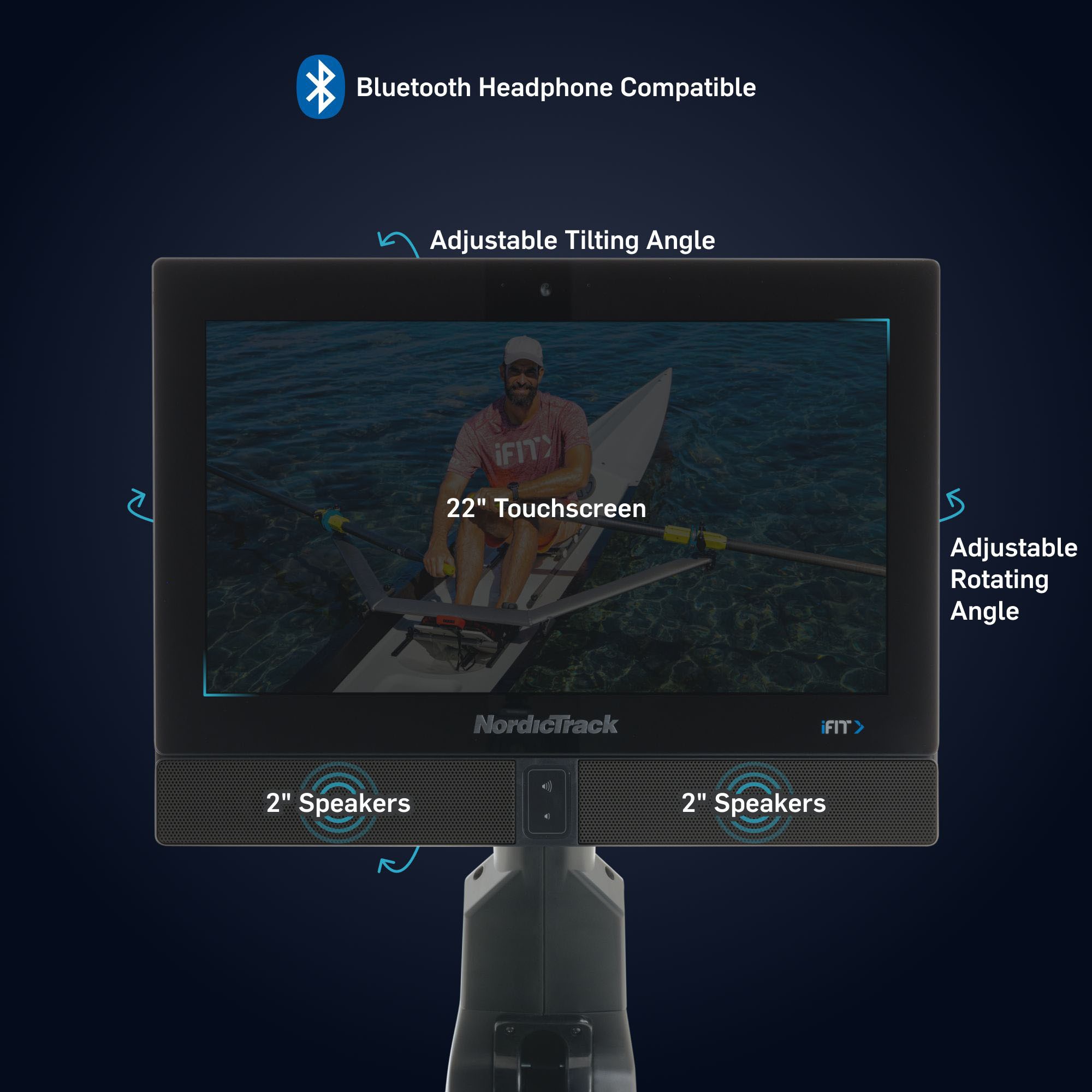 NordicTrack Rudergerät »NordicTrack RW900«, (iFIT-fähiges Rudergerät mit schwenkbarem 22'' Touchscreen), Rudermaschine, 26 Widerstandsstufen, Magnetbremssystem