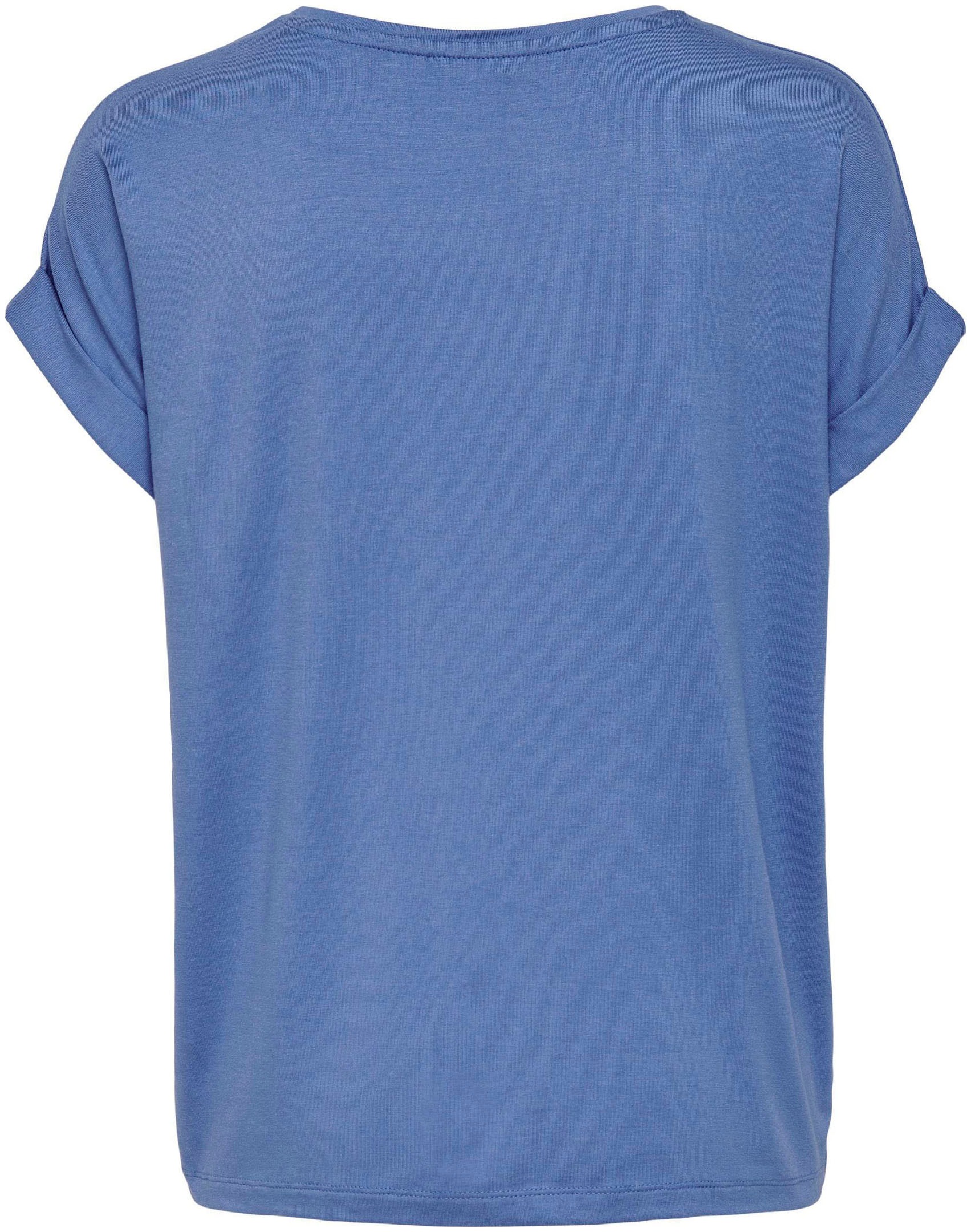 ONLY T-Shirt »ONLMOSTER – Kurzarmshirt mit Aufschlag und klassischem Look«, unifarben, casual, regular fit, Viskosemischung, Rundhals