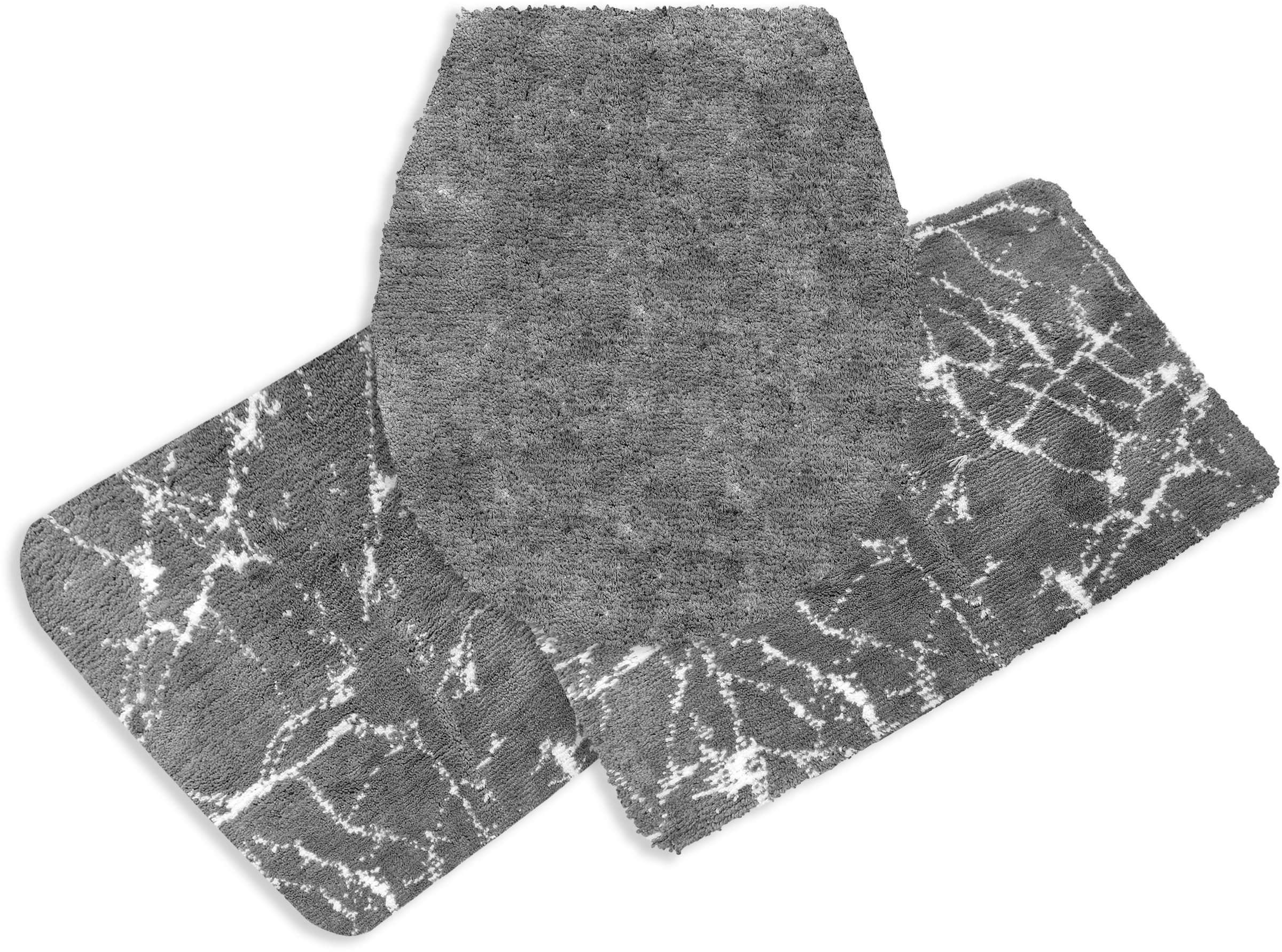 my home Badematte »Marble«, rutschhemmend beschichtet, fußbodenheizungsgeeignet-schnell trocknend-strapazierfähig, Badteppich, Marmor-Design, auch als 3-teiliges Badematten Set