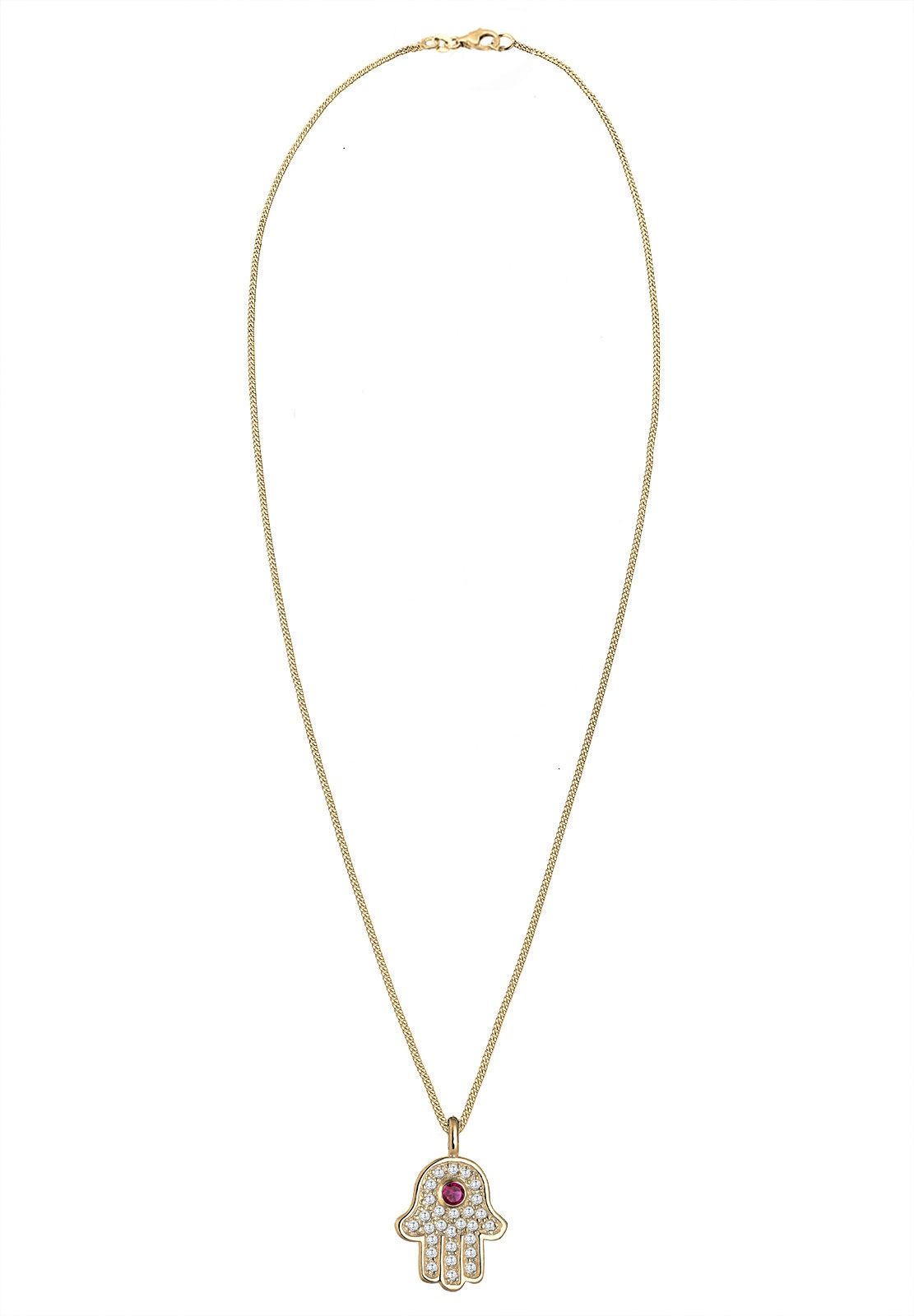 Elli Silberkette »Halskette Hamsa Hand der Fatima Zirkonia 925 Silber«