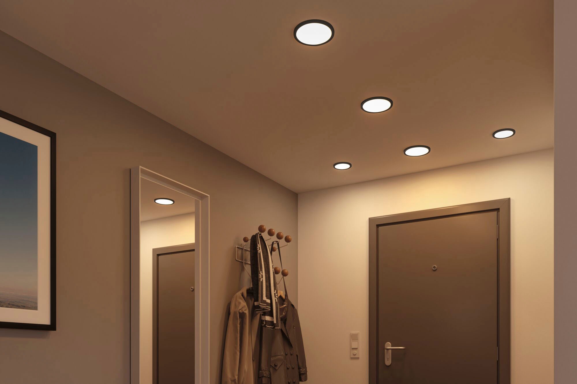 Paulmann LED Einbauleuchte »LED Einbaupanel Areo VariFit IP44 rund 118mm 4000K Schwarz«, 1 flammig, LED Einbaupanel Areo VariFit IP44 rund 118mm 4000K Schwarz
