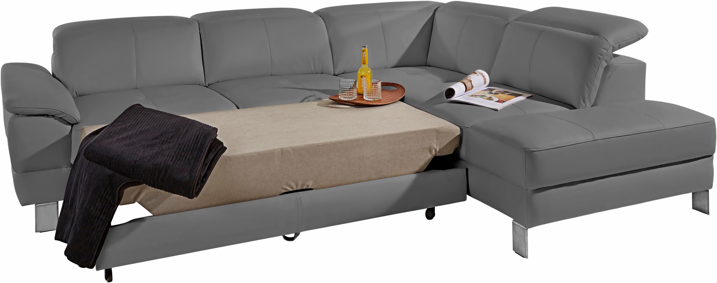 exxpo - sofa fashion Ecksofa »Mantua, L-Form«, mit Kopf- bzw. Rückenverstellung, Bettfunktion u. Bettkasten