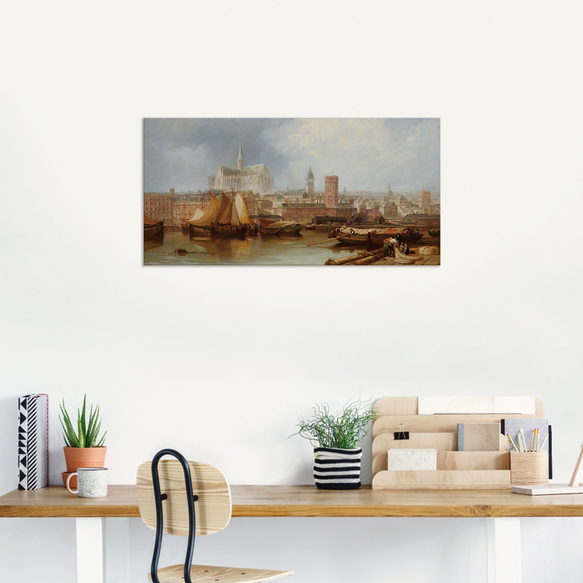 Artland Wandbild »Ansicht von Köln, unvollendeter Dom«, Bilder von Booten & Schiffen, (1 St.), als Alubild, Outdoorbild, Leinwandbild in verschied. Größen