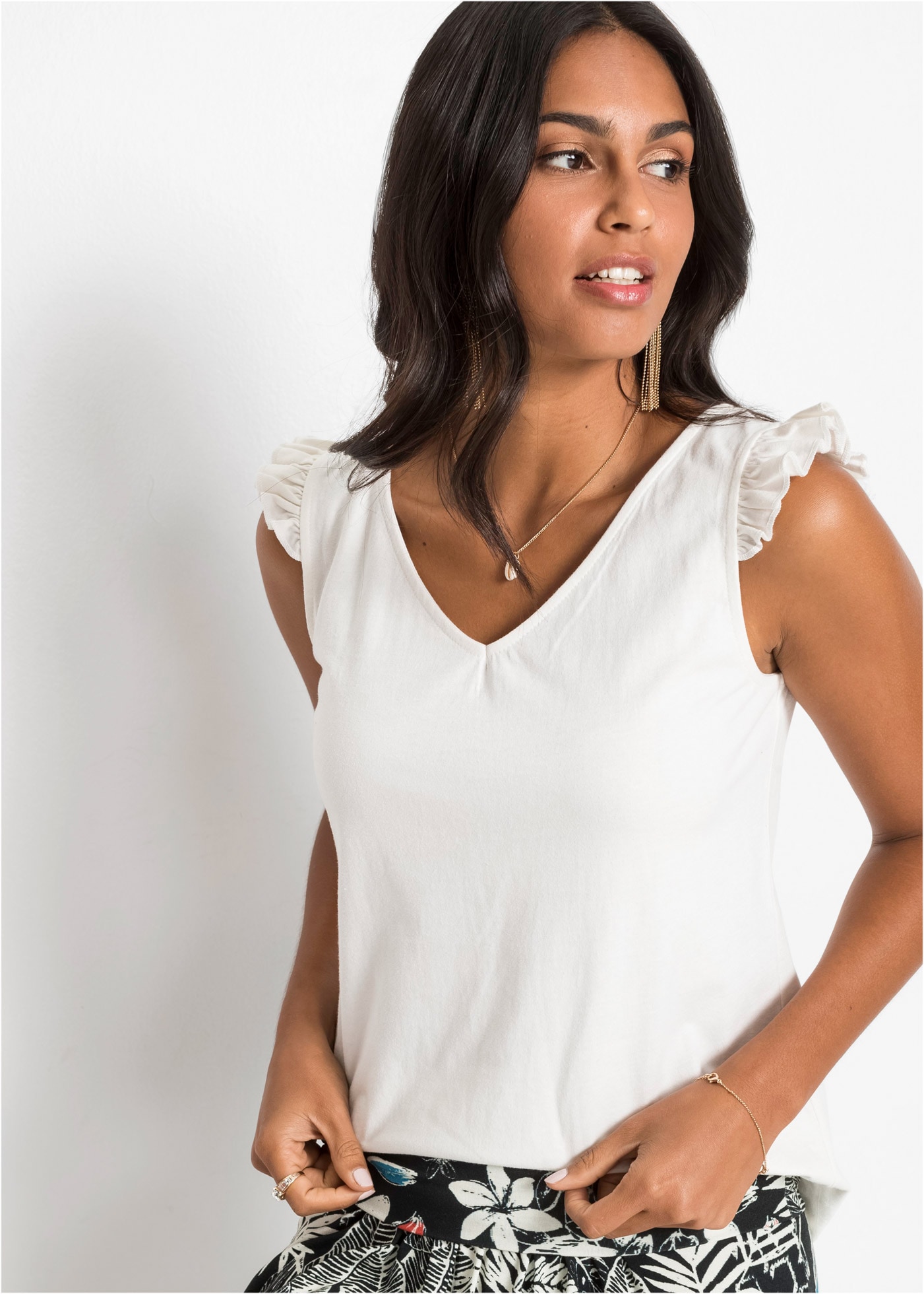 bonprix Shirttop lockerer loose fit, ärmelloses Design, aus Baumwolle