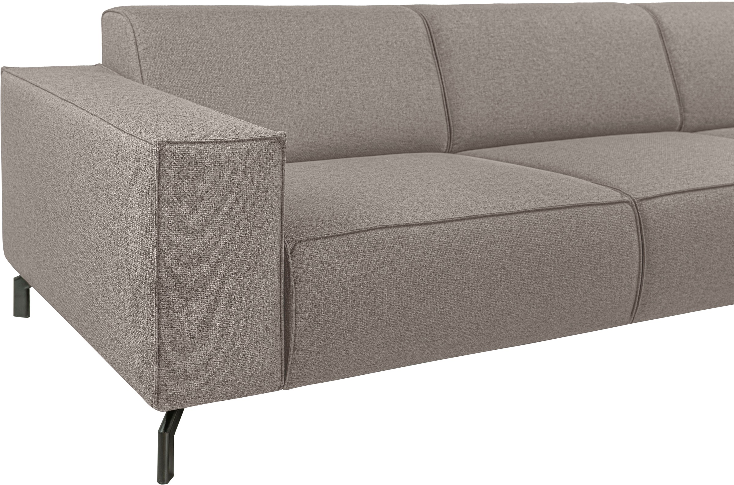 PLACES OF STYLE Ecksofa »Lorcan, Breite 275 cm, weiches Sitzgefühl« Massivholz- oder Metallfüße, Lederoptik, Struktur, Chenille, Boucle