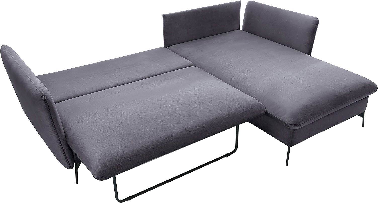 andas Ecksofa »LIVORNO,258 cm, L-Form,«, Schlaffunktion u. Bettkasten (139/224cm), Samt, Struktur, Webstoff