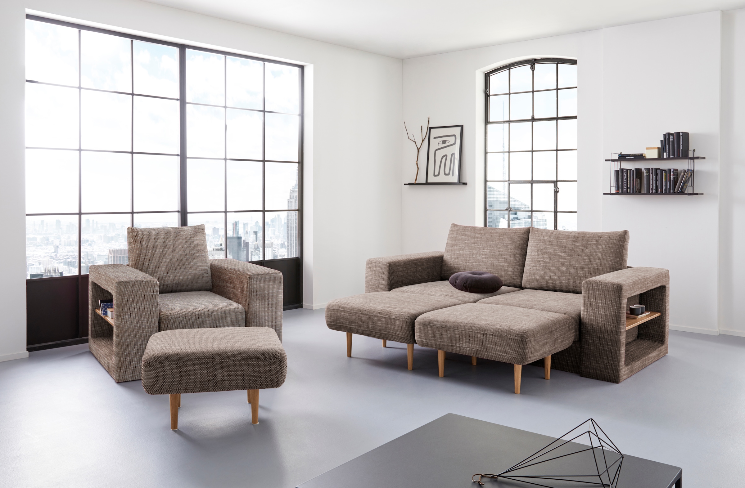 LOOKS by Wolfgang Joop Sessel »Looksvb« Verwandlungssessel: aus Sessel wird Sessel mit 1 Hocker, Regalfunktion