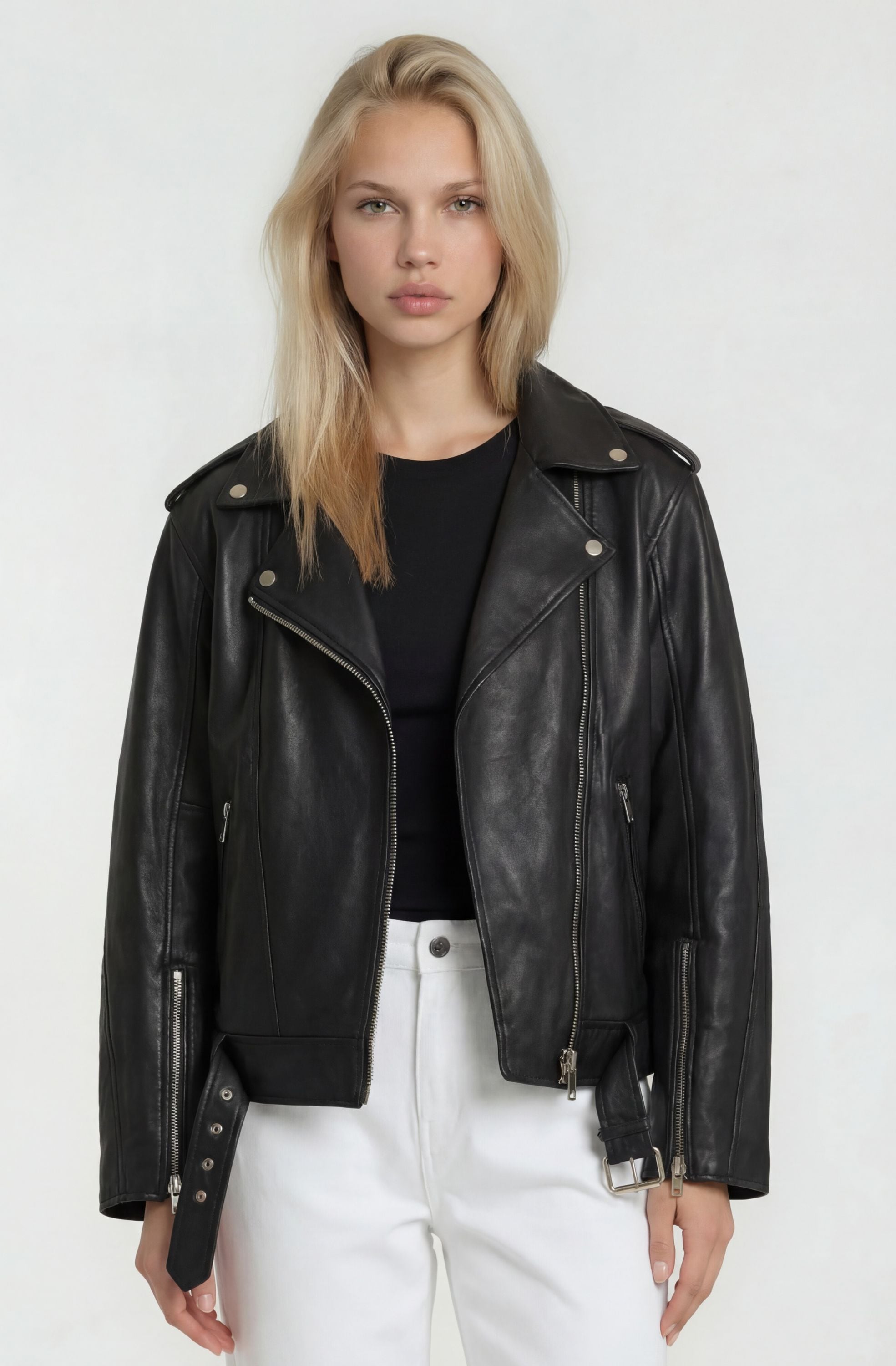 trueprodigy Lederjacke »Dua mit Gürtel und Reißverschluss Details« ohne Kapuze