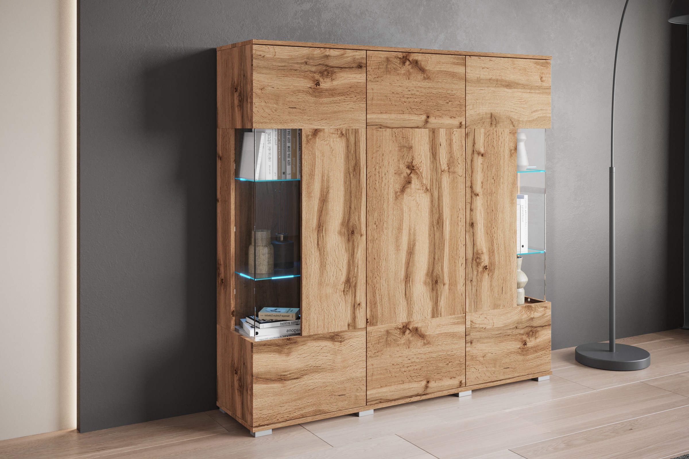 OTTO home Highboard »Kenia« 1 Stk. tlg. Modernes Highboard, mit Glastüren, Breite 135 cm