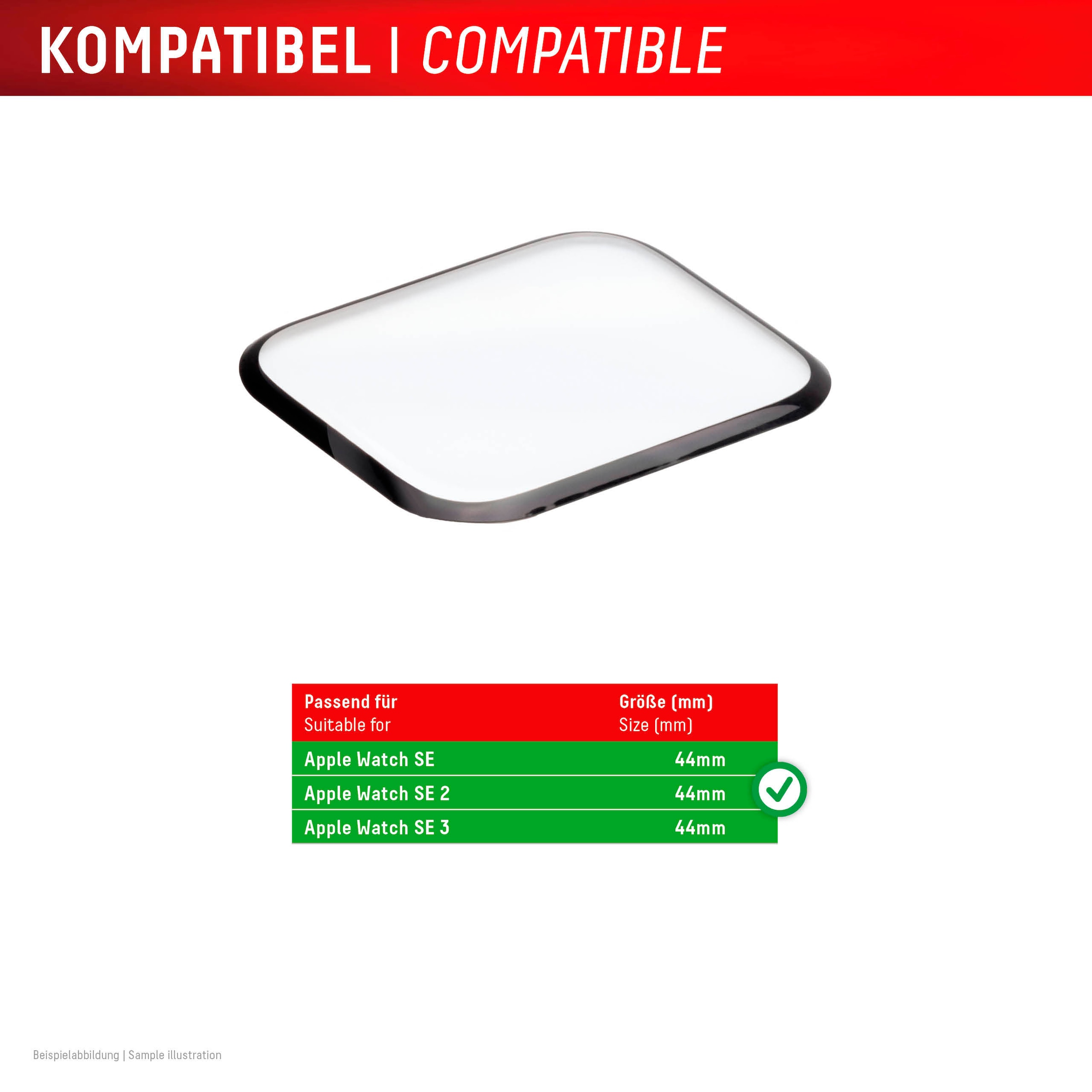 Displex Displayschutzglas »Smartwatch Glass Unbreakable Protector Full Cover« für Apple Watch SE 44 mm;Apple Watch SE 2 44 mm;Apple Watch SE 3 44 mm Packung, 2x Acrylglas Protector,  Displayschutzfolie, kratz- & stoßfest