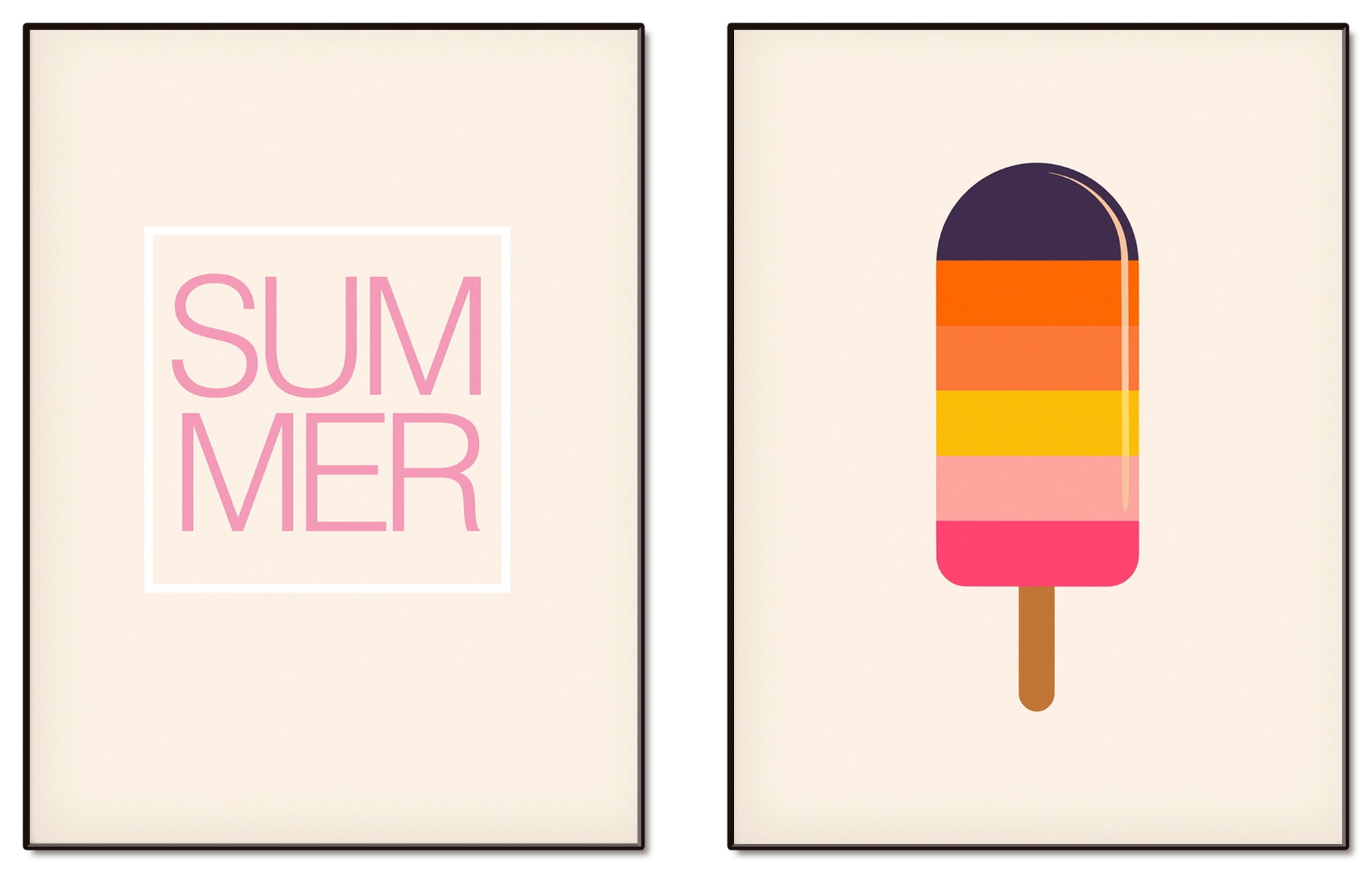 OTTO home Wandbild »Summer & Ice« Symbole | Zeichen 2 Stk. tlg. als Poster oder Leinwandbilder Set