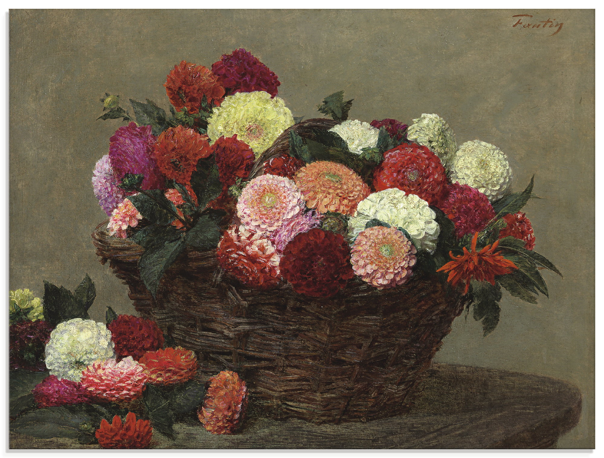 Artland Glasbild »Korb mit Dahlien«, Arrangements, (1 St.)