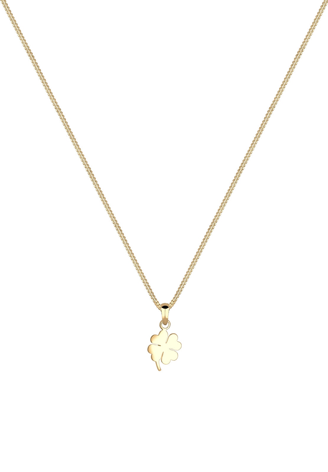 Elli Premium Kette mit Anhänger »Halskette Kleeblatt Glücksbringer Talisman 585 Gelbgold«