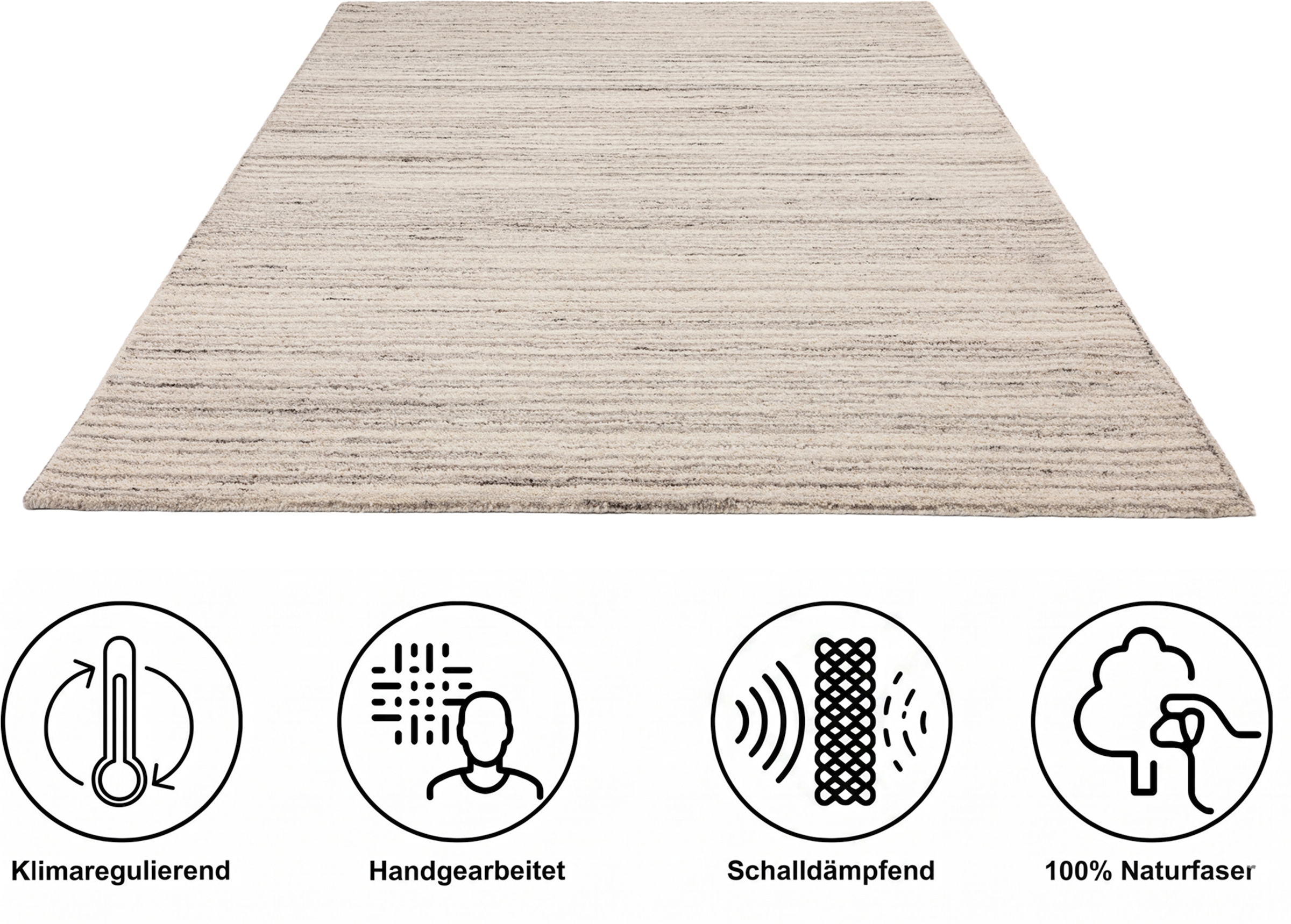 THEKO Wollteppich »Janne, Berber Teppich,  Wolle, meliert, handgearbeitet« rechteckig 20 mm Höhe handgetuftet, Wohnzimmer, Schlafzimmer, Esszimmer