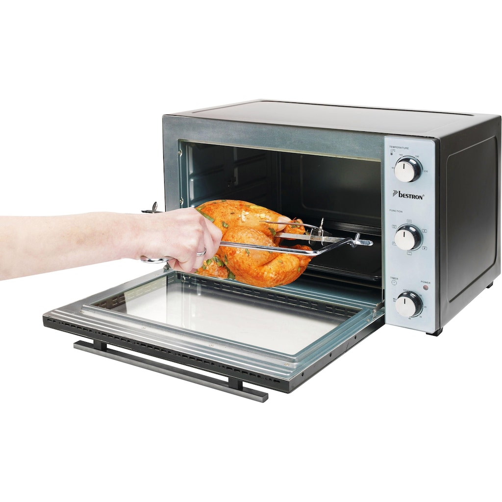 bestron Minibackofen »2-in-1 Gerät«, mit Drehspieß, 1500 W, Edelstahl, Schwarz