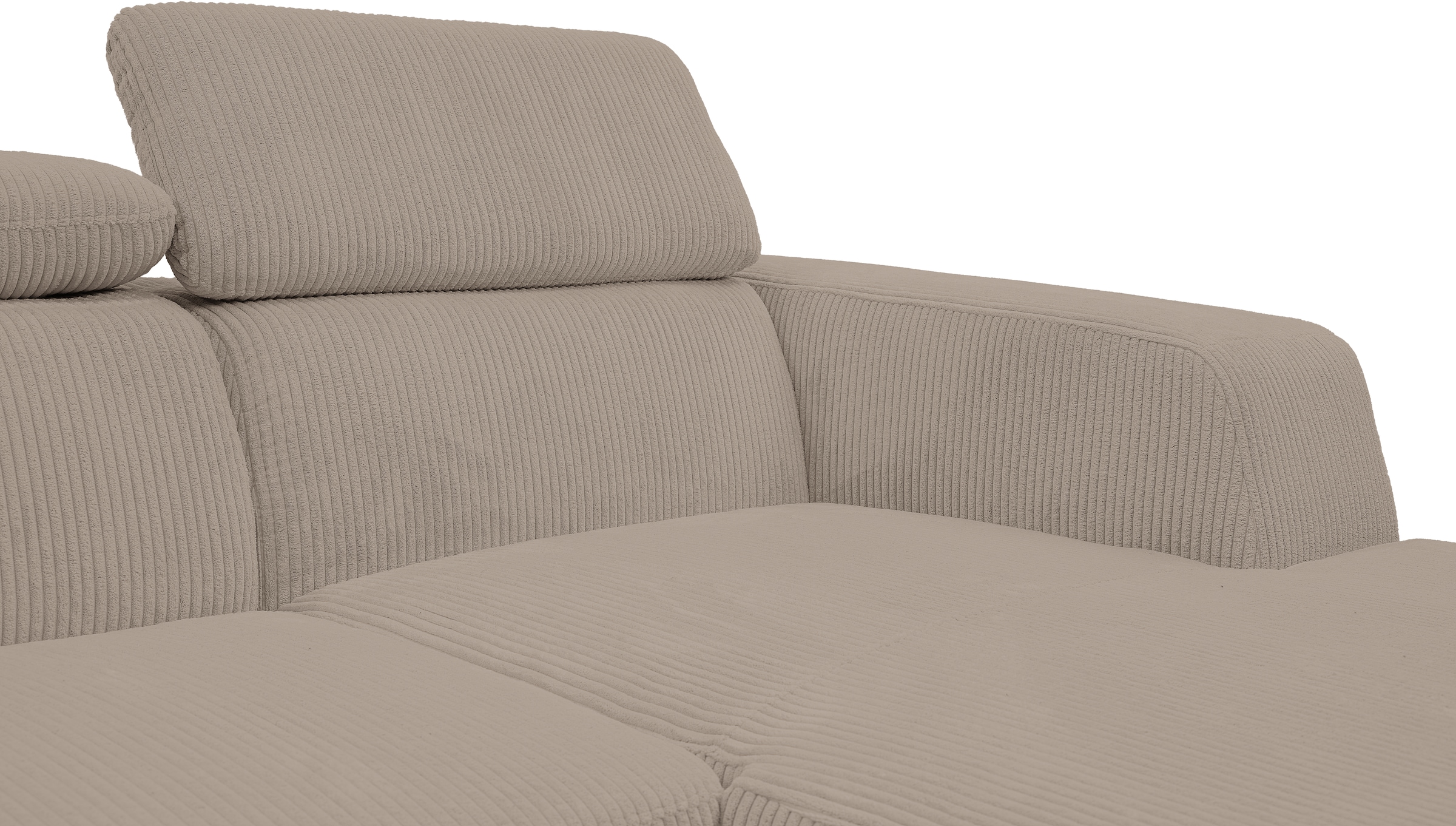 WERK2 Ecksofa »Cherry, modernes Sofa mit Komfortfunktionen, Breite 270cm, L-Form,«, bequem, mit verstellbaren Kopfteilen, Schlaffunktion und Bettkasten