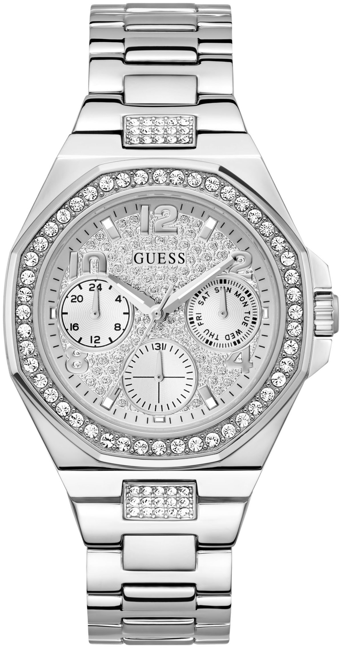 Guess Multifunktionsuhr »LADY EMPIRE«, Quarzuhr, Armbanduhr, Damenuhr, Datum, 12/24-Std.-Anzeige