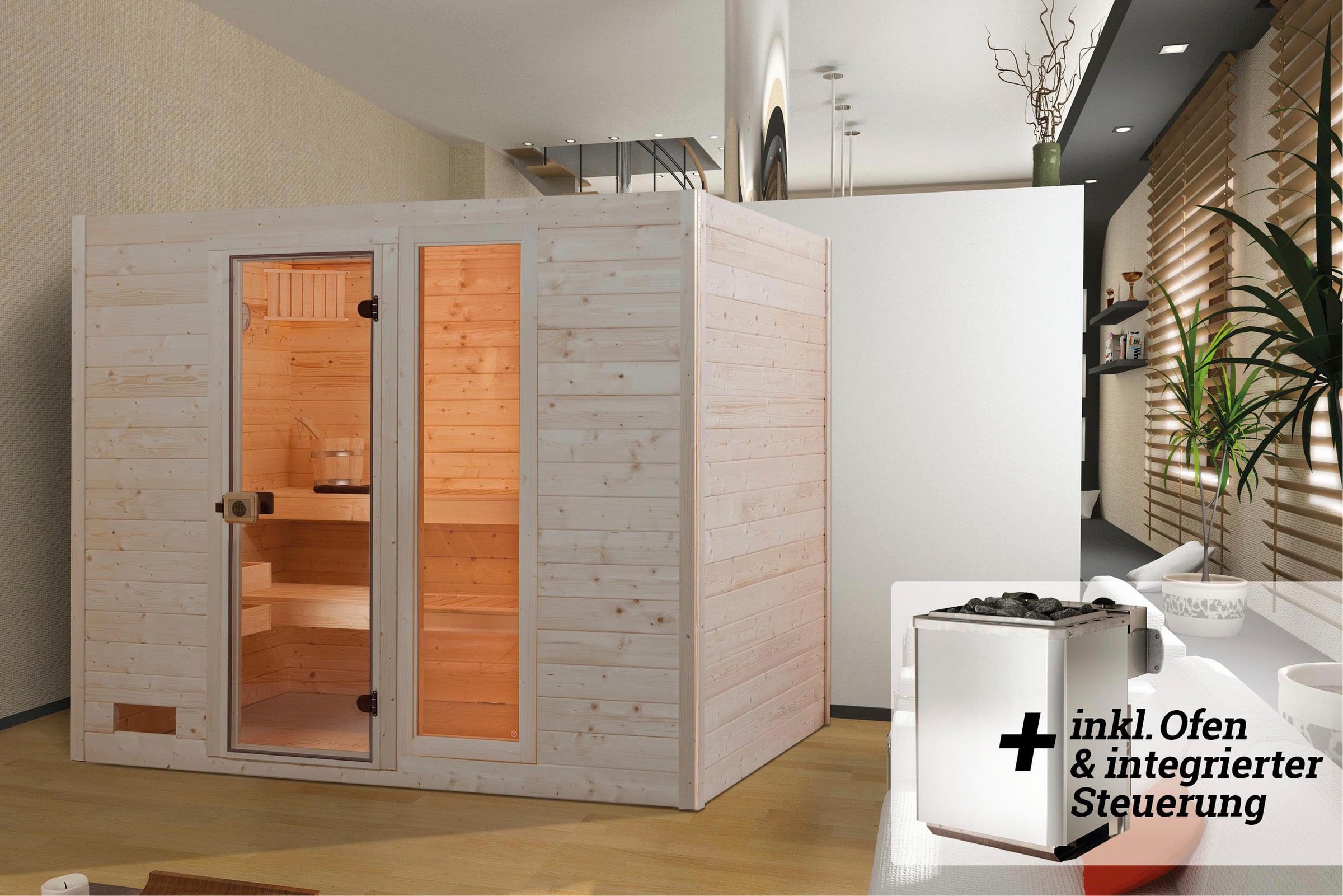 weka Sauna »Valida«, 9 kW-Ofen mit integrierter Steuerung