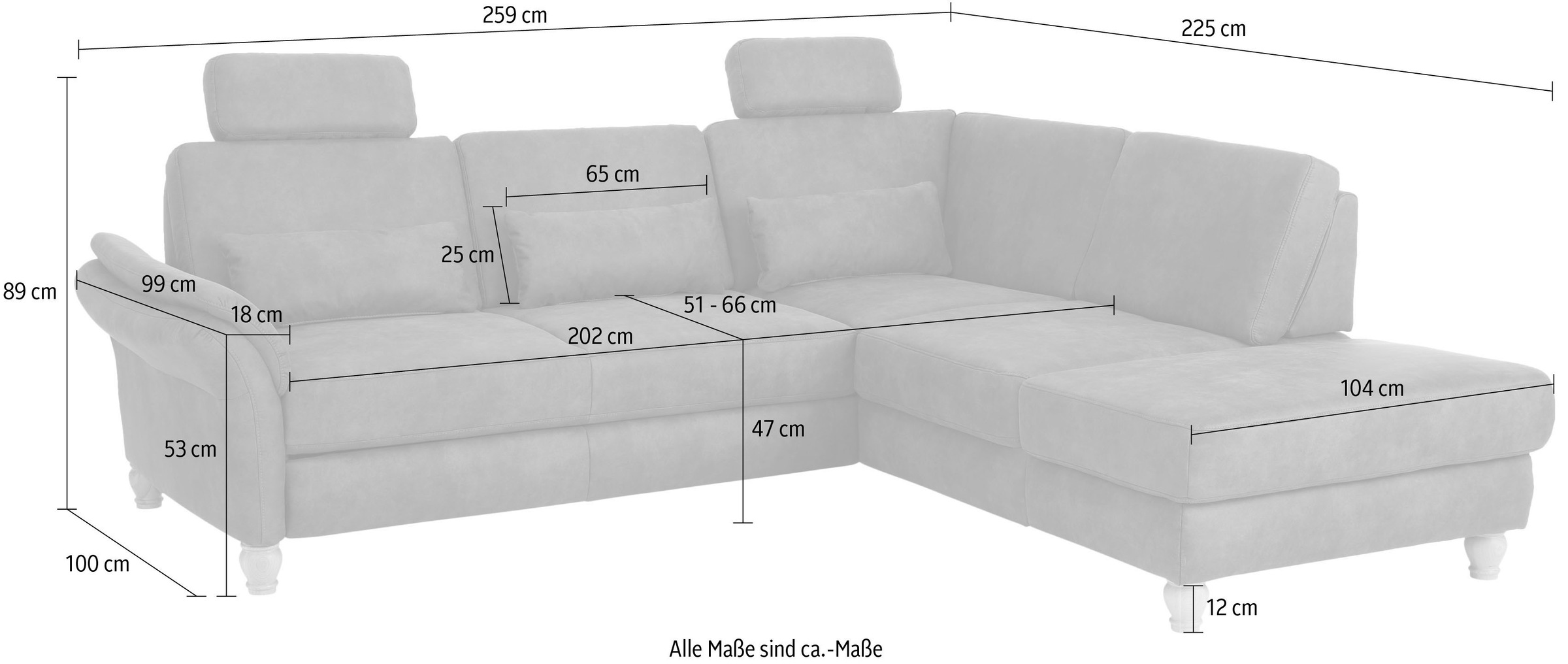 Home affaire Ecksofa »Palace L-Form«, incl. Sitztiefenverstellung, wahlweise mit Bettfunktion und Stauraum