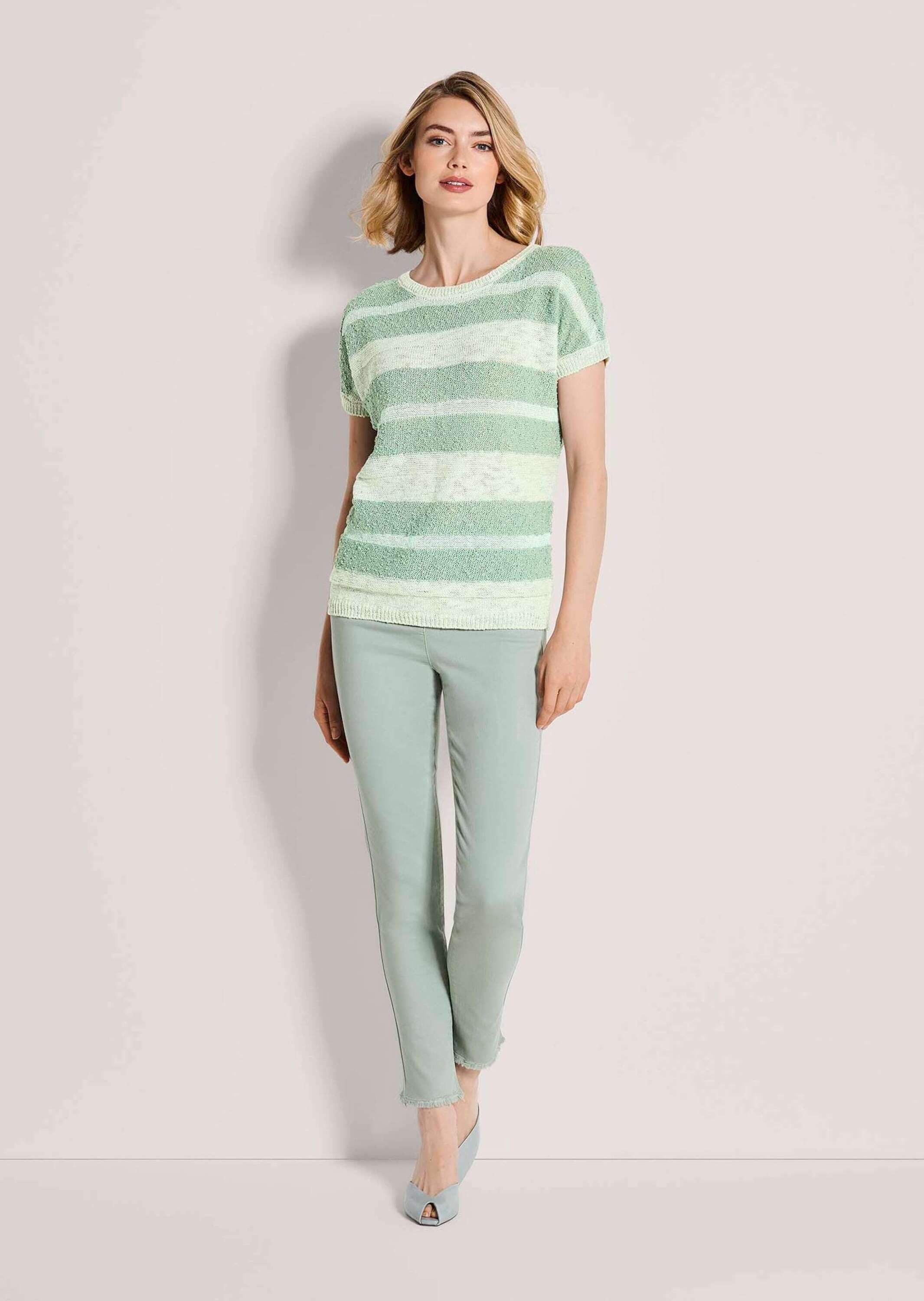 MADELEINE Longpullover »Pullover Kurzarm-Pullover mit Glanz-Effekt«
