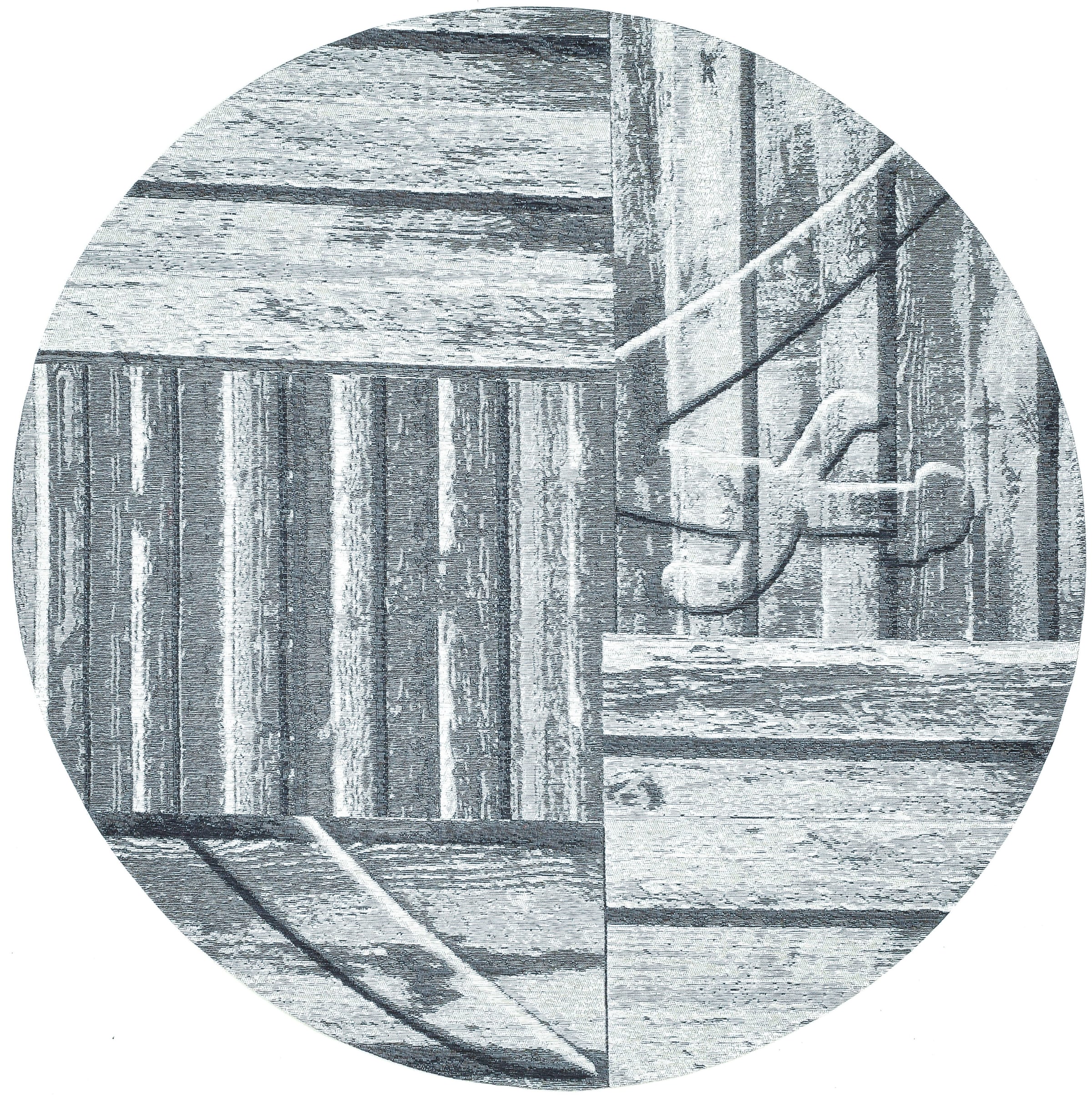 Sansibar Teppich »Keitum 010«, rund, 3 mm Höhe, Flachgewebe, modernes Holz Design, Motiv, gekreuzte Säbel