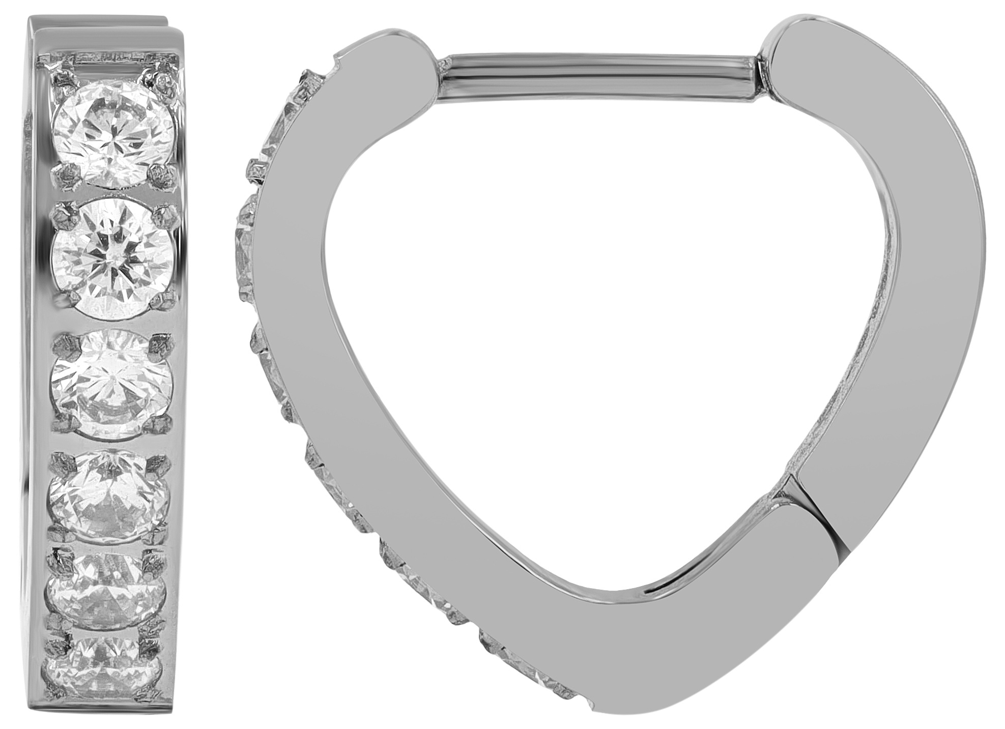 Adelia´s Paar Creolen »Damen Ohrringe ¿ Klappcreole Herz aus Edelstahl mit Strass Steinchen«