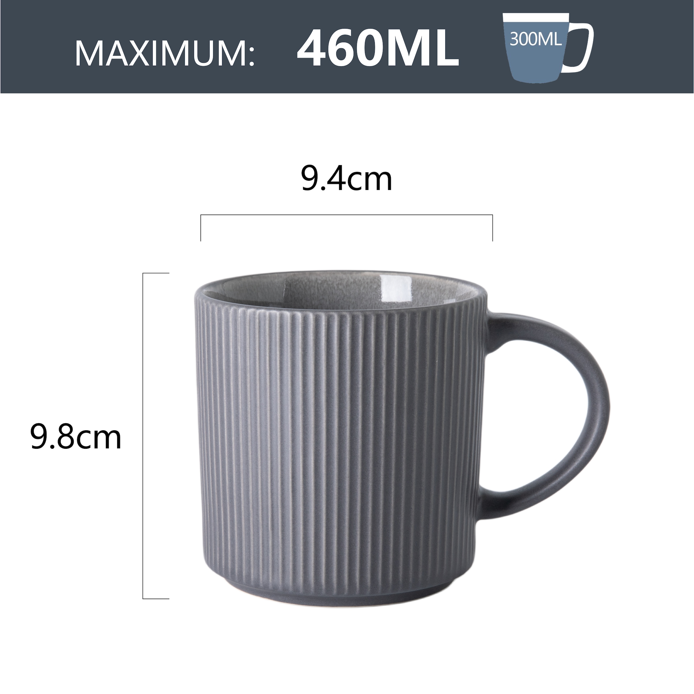 OTTO home Becher »Kaffeebecher Ylvii, 6er Set« Riffeloptik, spülmaschinenfest und mikrowellengeeignet, 460 ml