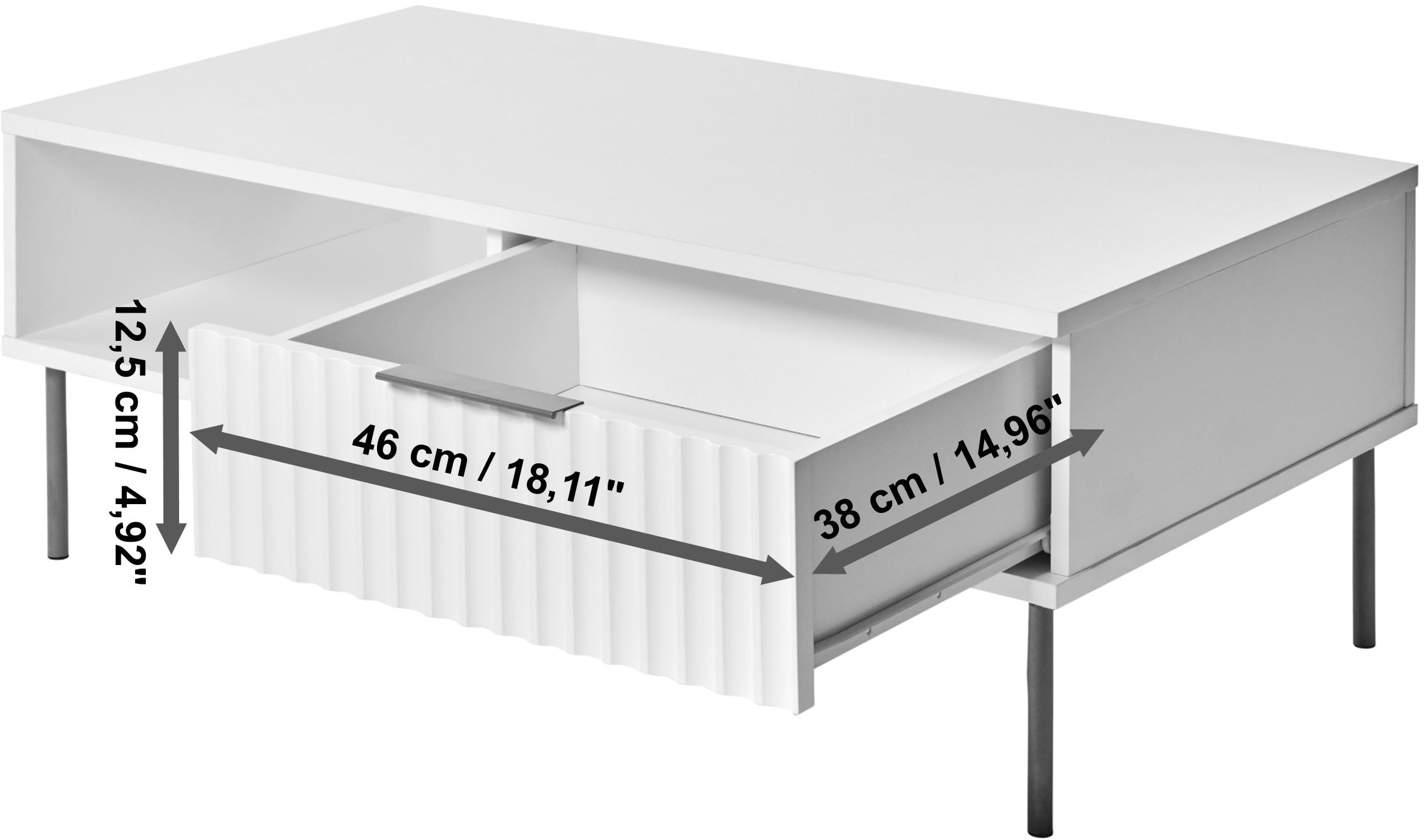 Jahnke Couchtisch »CARVE COFFEE SK«, (1 St.), Couchtisch mit Schublade und Fach, Gold-Look, raffiniertes Design