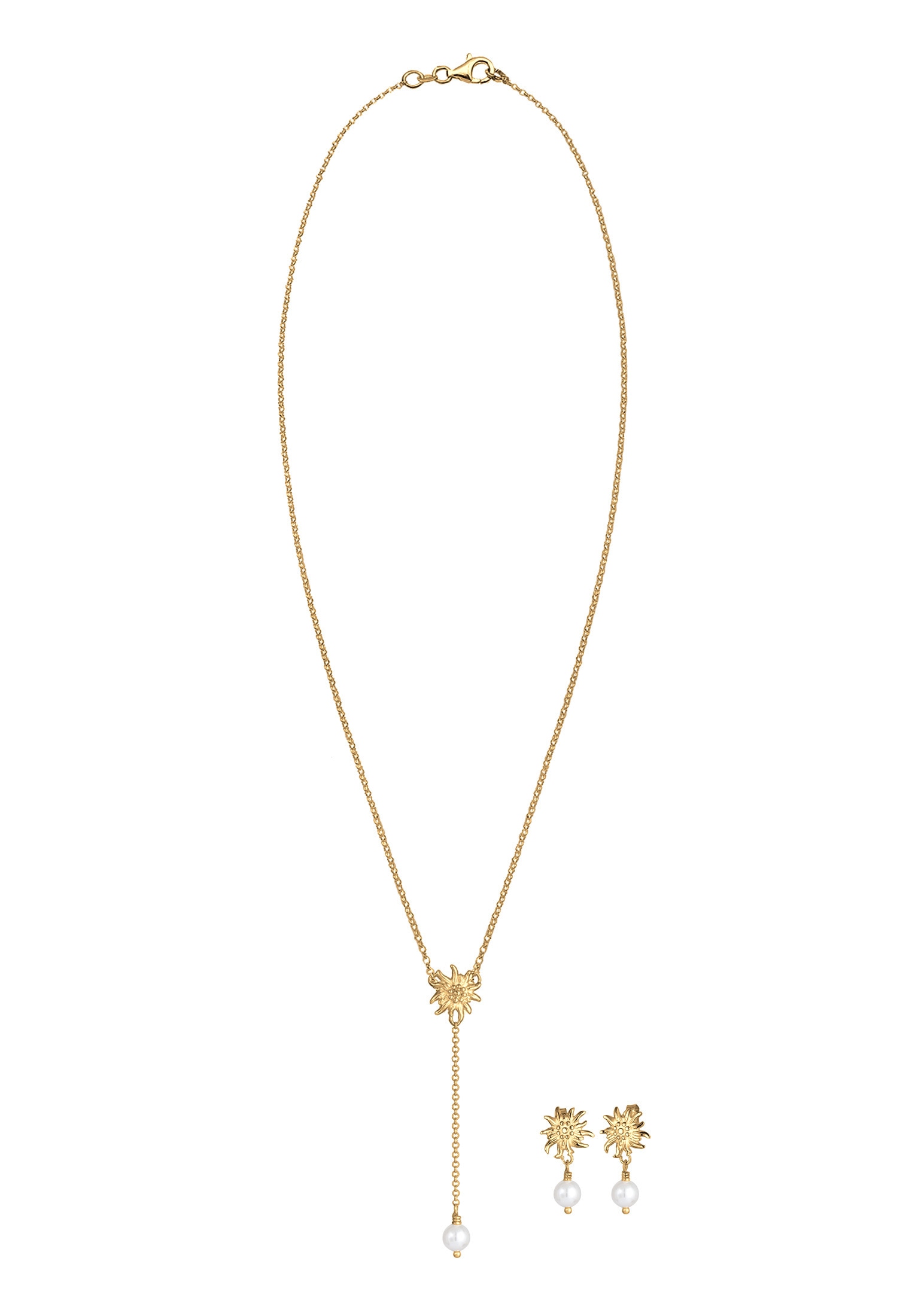 Elli Ohrring und Ketten Set »Schmuckset Elli Schmuckset Tracht Edelweiss Perle Set 925 Silber«