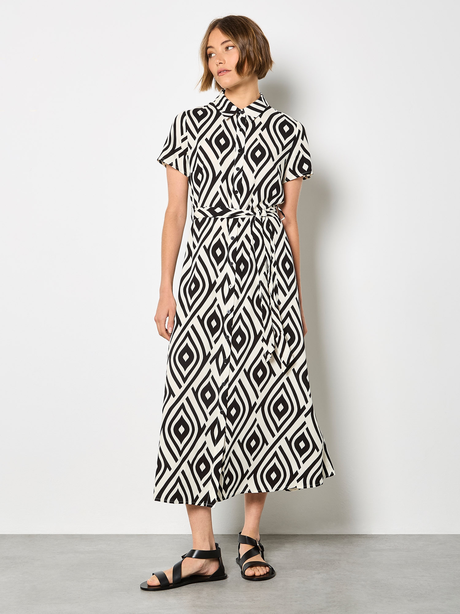 Apricot Druckkleid »Midikleid« mit Bindeband,  mit Bindeband