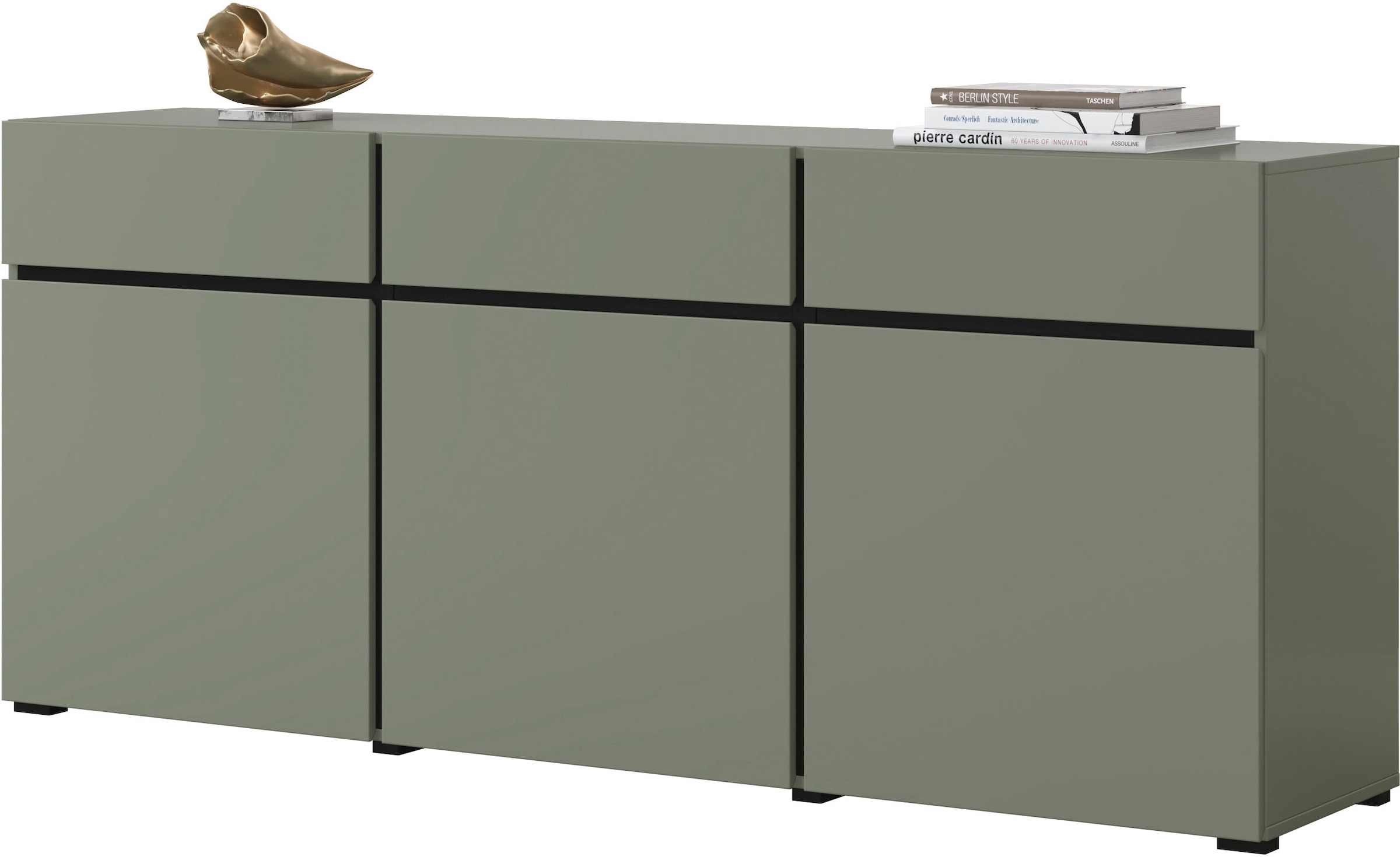 INOSIGN Sideboard »Cross,Breite 180 cm, moderne grifflose Kommode,3 Türen/3 Schubkästen«, Schubladenschrank mit viel Stauraum, Einlegeböden verstellbar