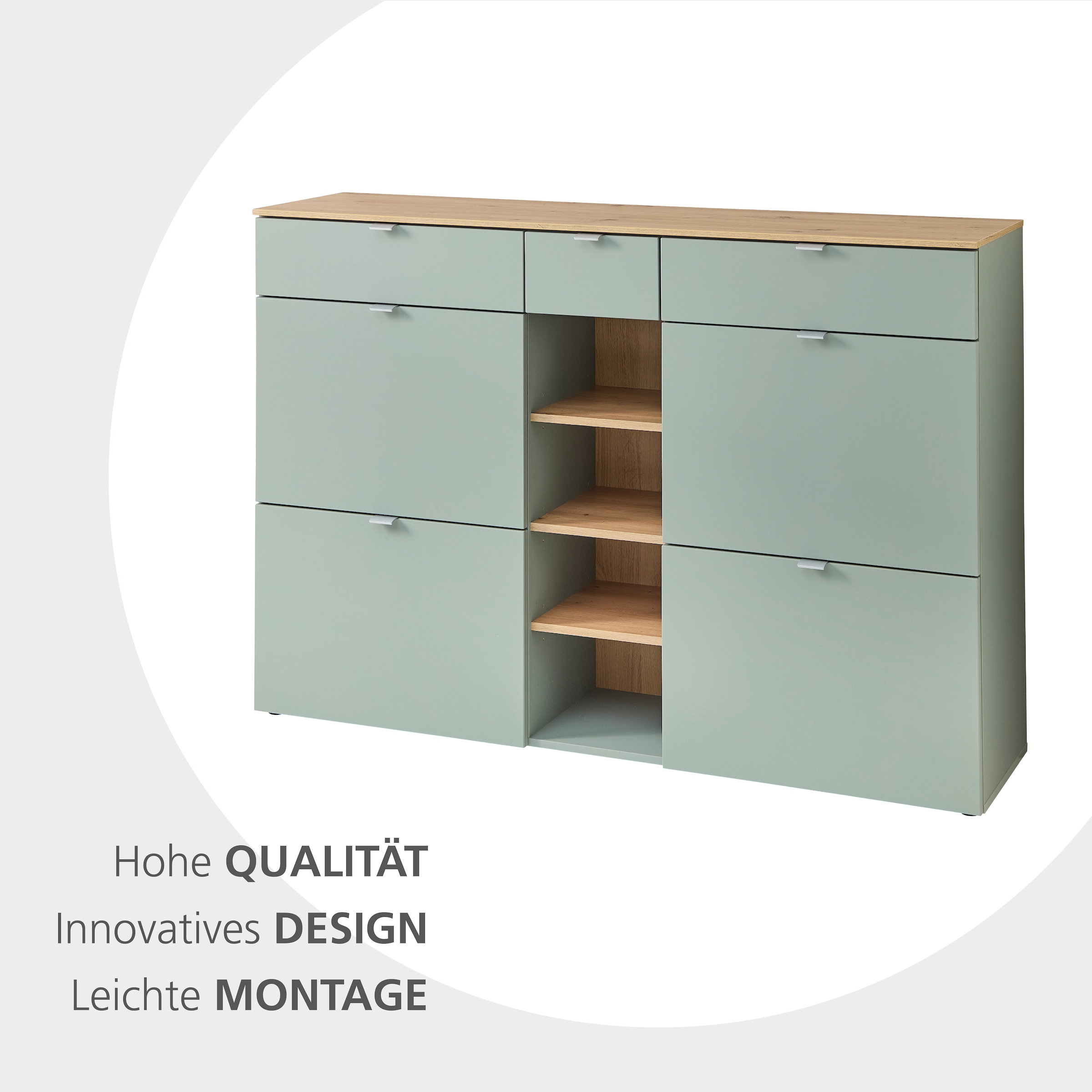 Innostyle Schuhschrank »Bari Schuhschrank mit Schubkästen, BxHxT 7148x103x38 cm« 1 Stk. tlg. 4 Klappen, 12 Fächer, Softclose, ABS Kantenschutz