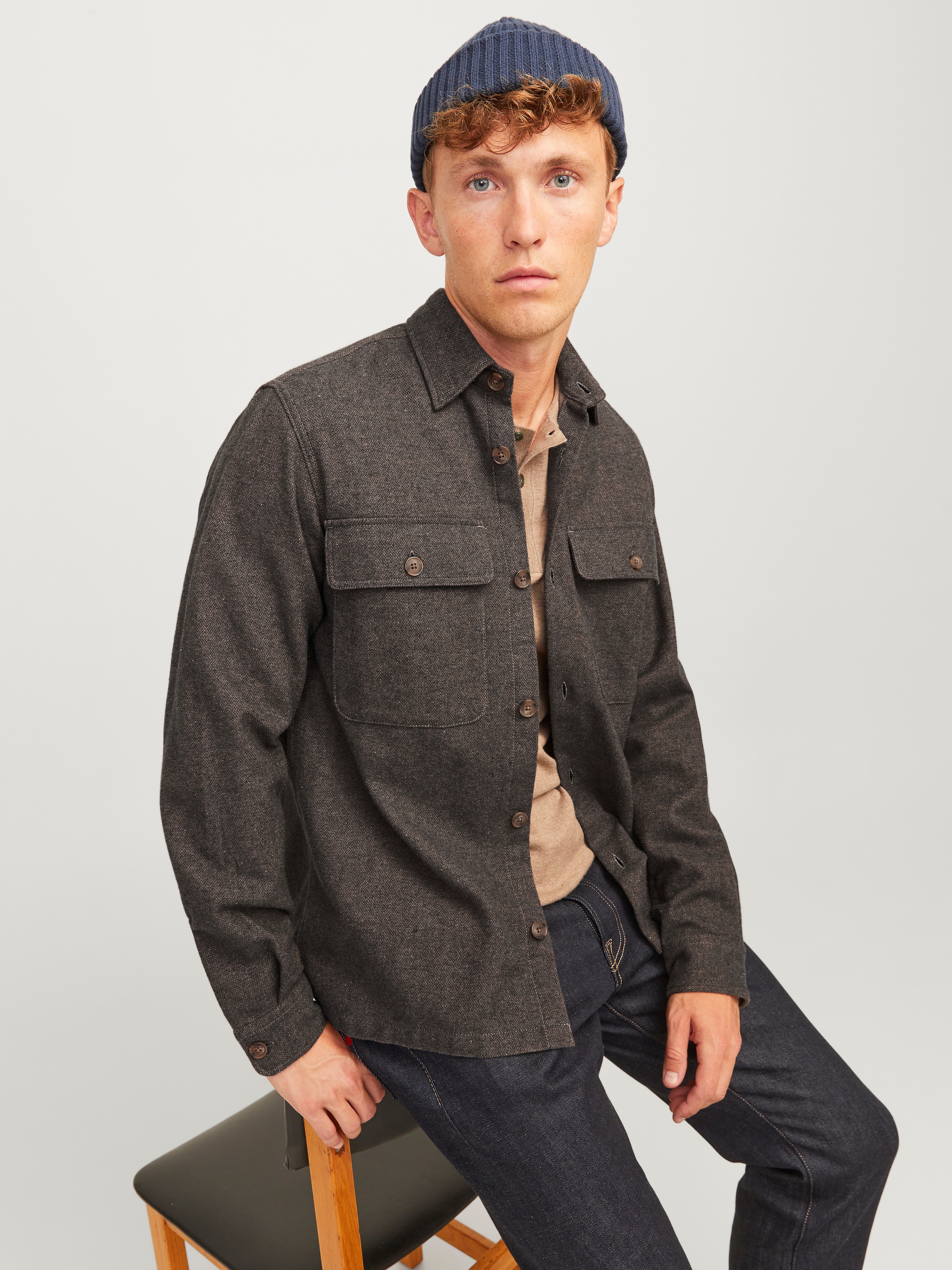 Jack & Jones Langarmhemd »JPRRAYMOND MELANGE SOLID LS OVERSHIRT SN«