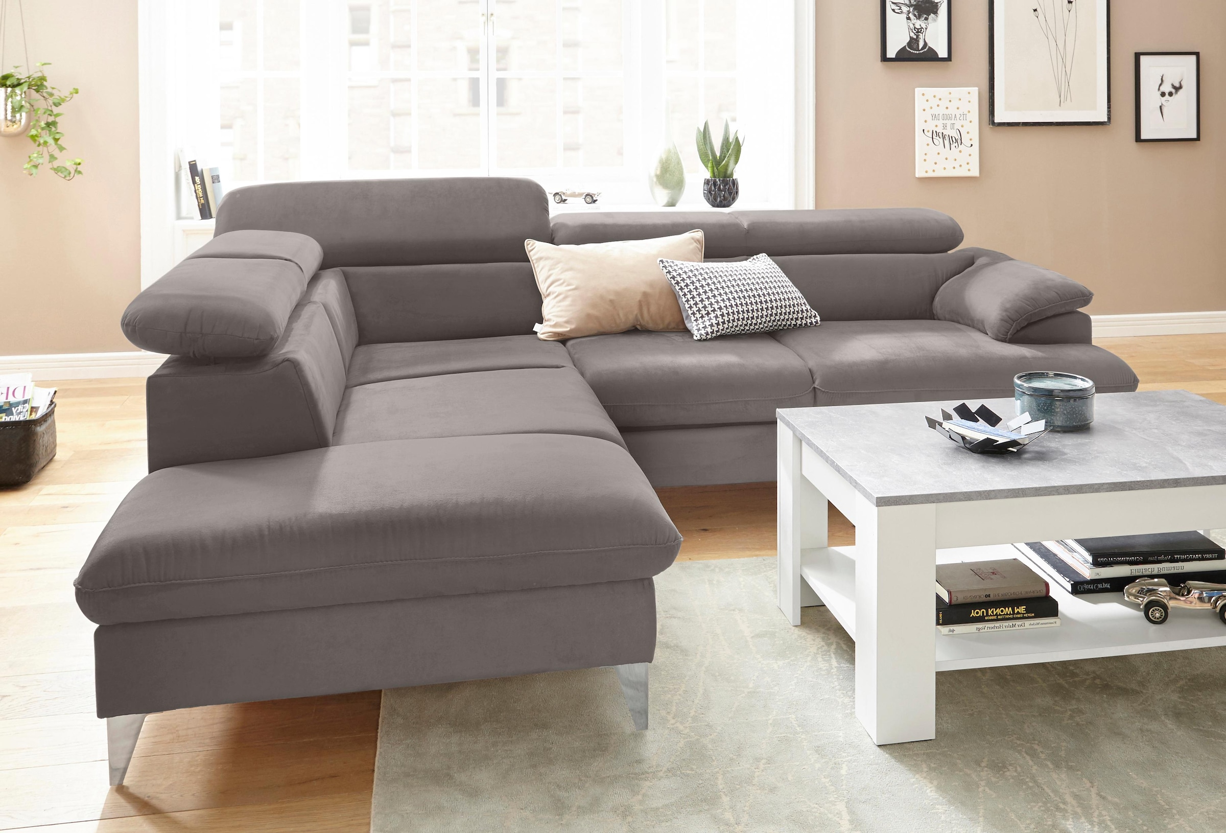 COTTA Ecksofa »Caluso L-Form«, inklusive Kopfteilverstellung, wahlweise mit Bettfunktion
