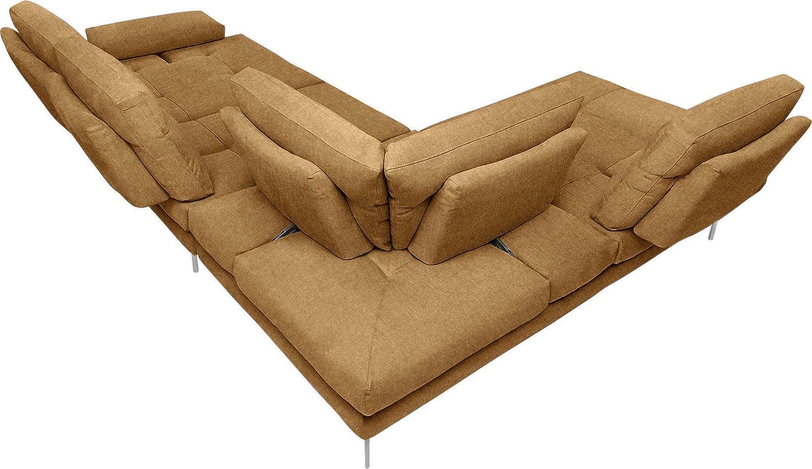 CALIA ITALIA Ecksofa »Toby Wing, L-Form, Multifunktionssofa, bequem und edel« Sitztiefenverstellung und Armteilfunktion, Füße chrom glänzend