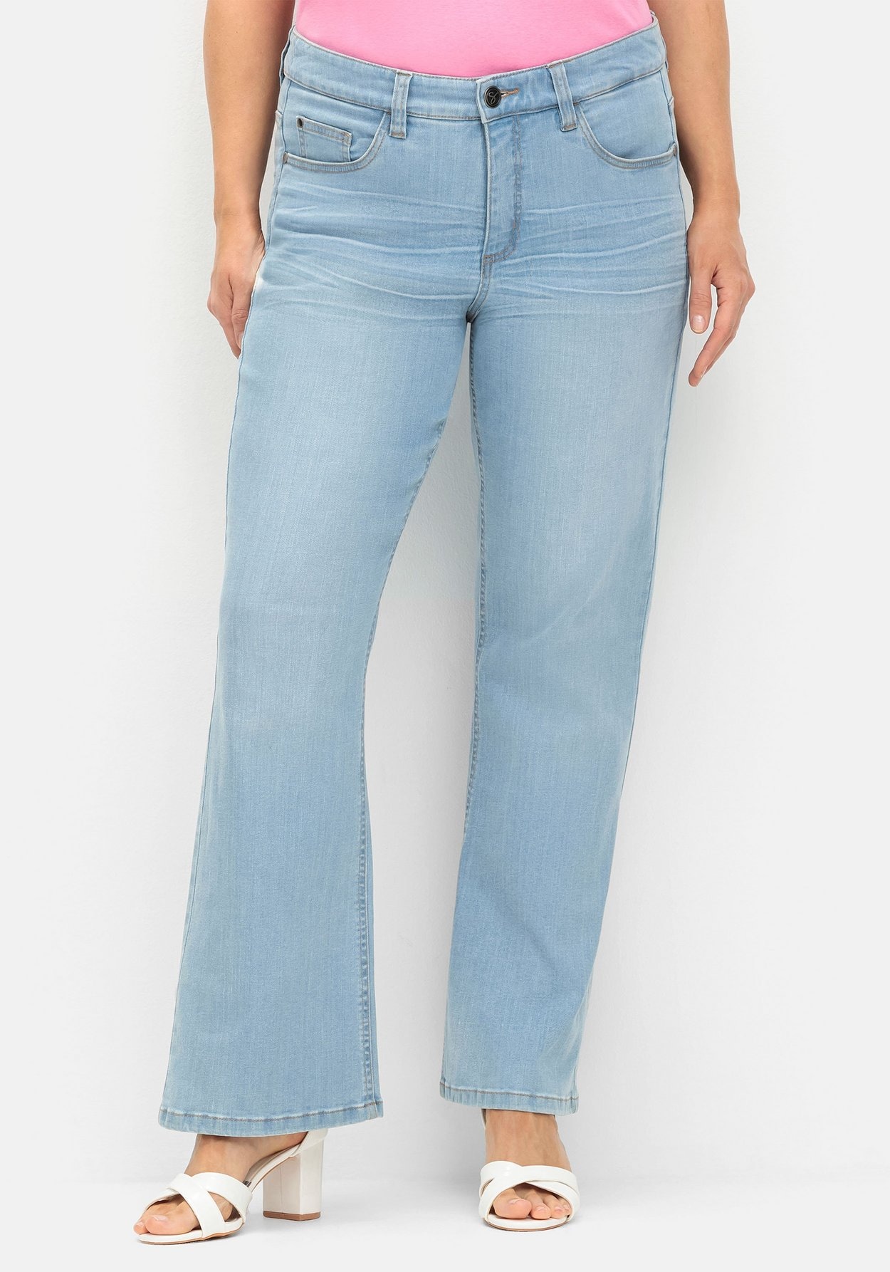 Sheego Bootcut-Jeans »Jeans mit Used-Effekten, extralang«