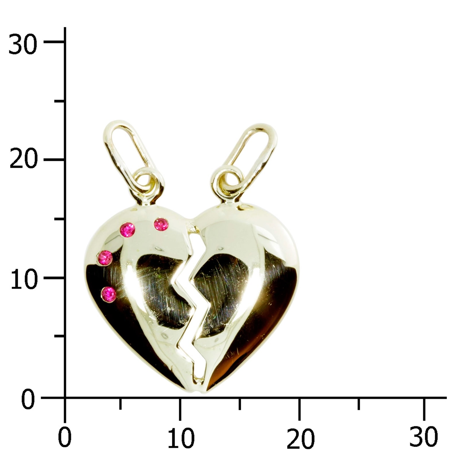 OSTSEE-SCHMUCK Kettenanhänger »- geteiltes Herz - Gold 333/000 - sy. Rubin«