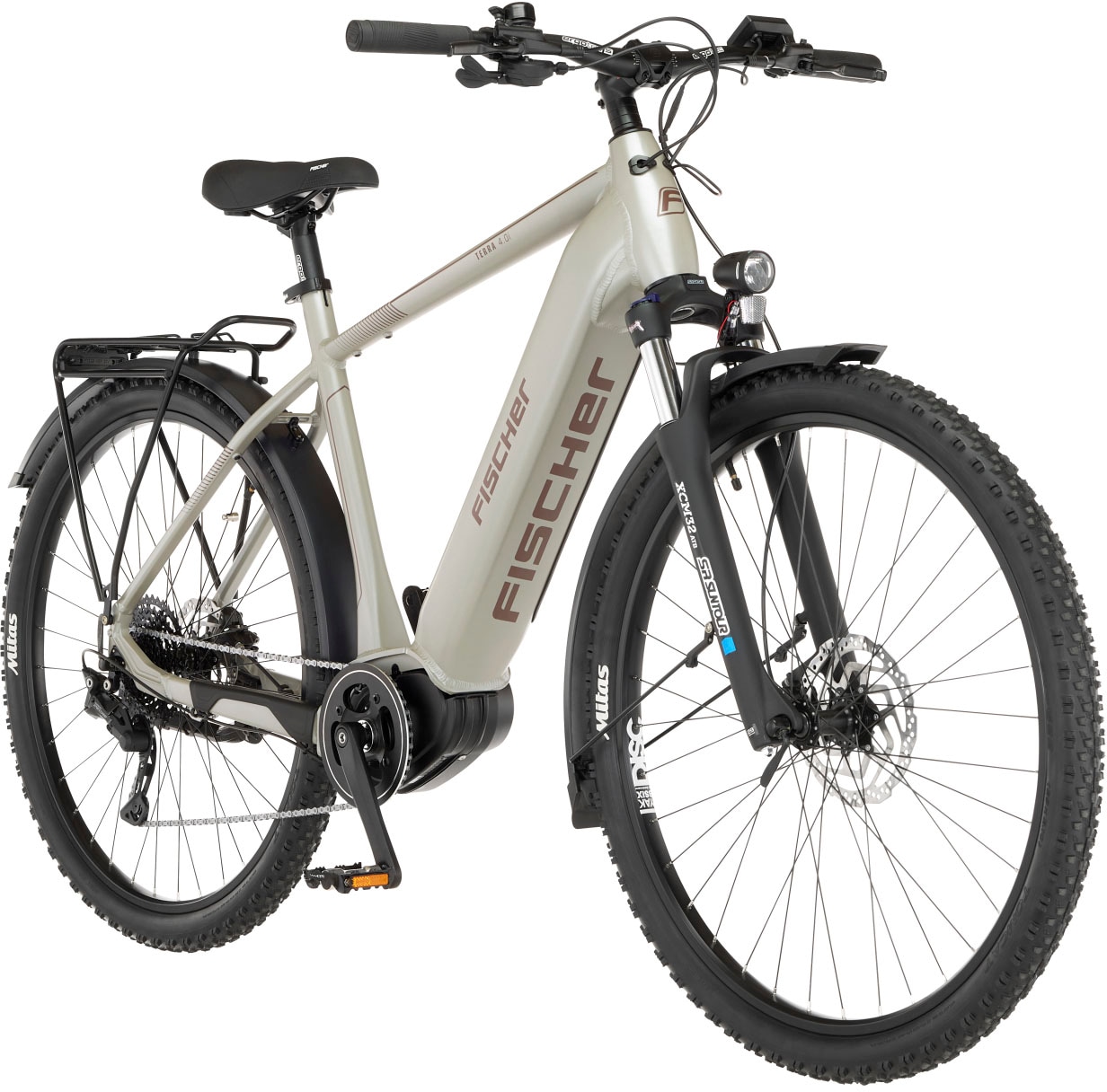 FISCHER Fahrrad E-Bike »TERRA 4.0i 55«, 10 Gang, Shimano, Deore, Mittelmotor 250 W, (mit Fahrradschloss), Pedelec, Elektrofahrrad für Damen u. Herren