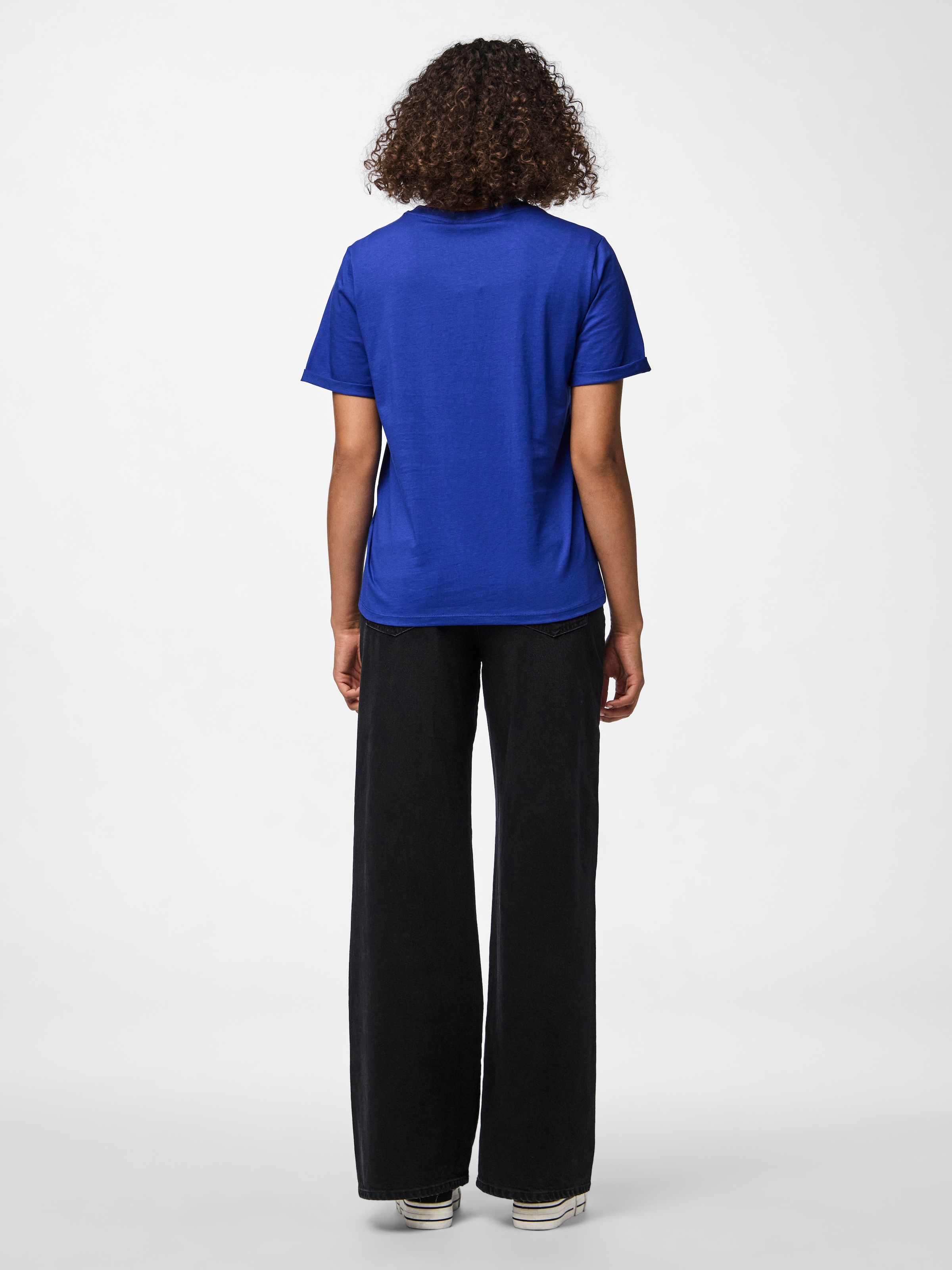 pieces Rundhalsshirt »PCRIA SS FOLD UP SOLID TEE NOOS BC«
