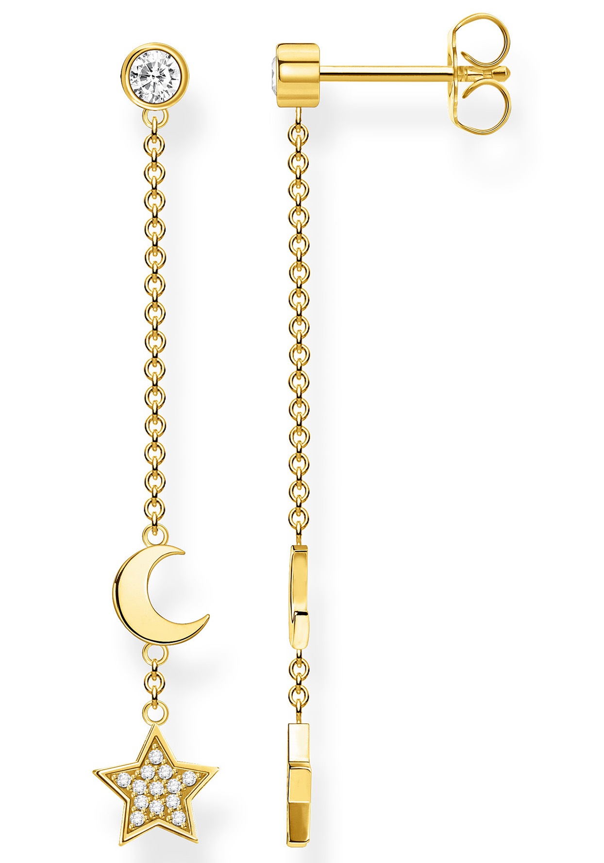 THOMAS SABO Single-Ohrstecker »Stern & Mond, H2151-414-14«, mit Zirkonia