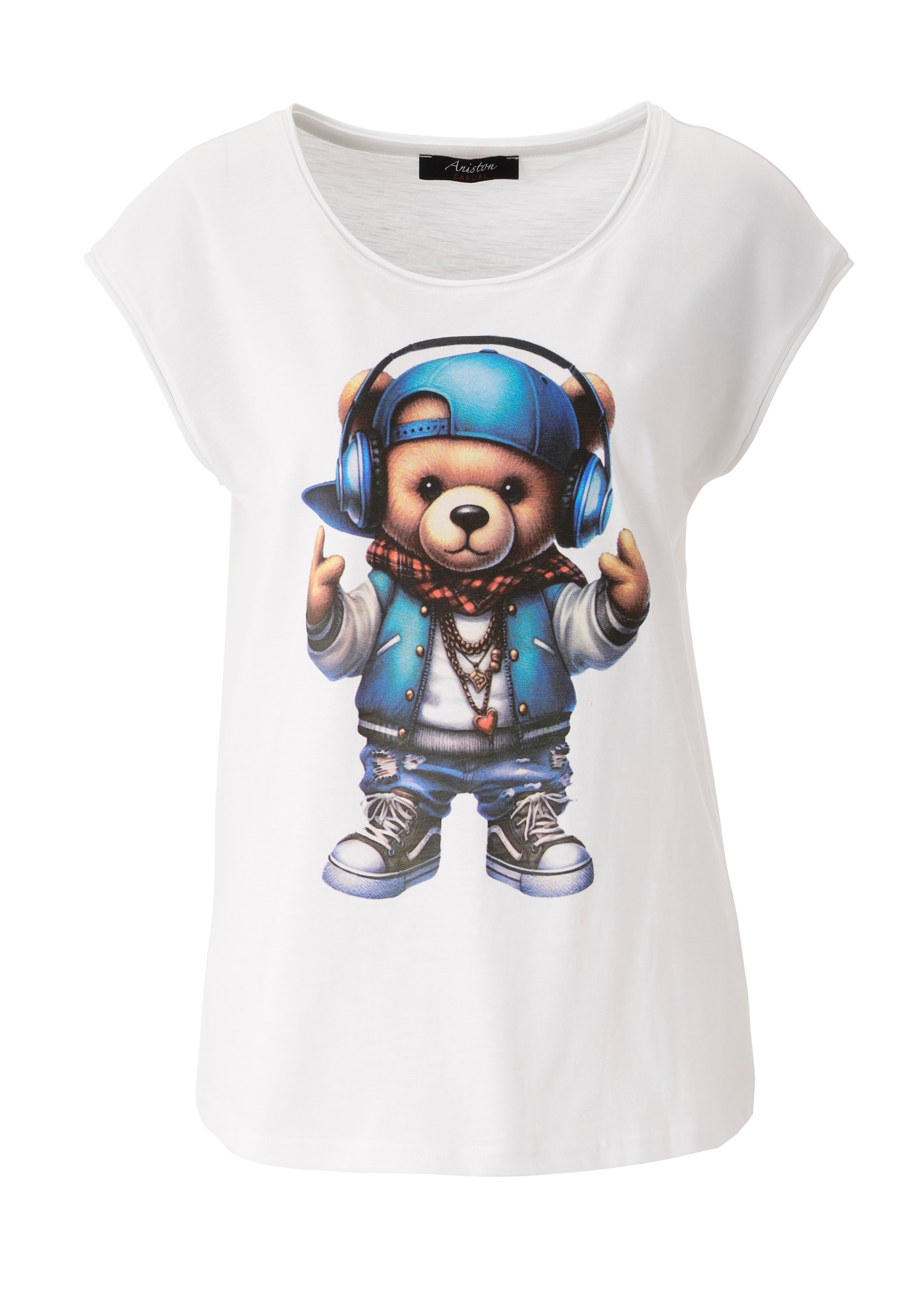 Aniston CASUAL T-Shirt mit coolem Teddybär Frontdruck - NEUE KOLLEKTION
